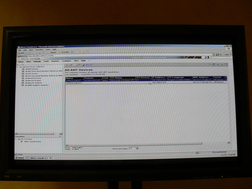 vPro console on big LCD