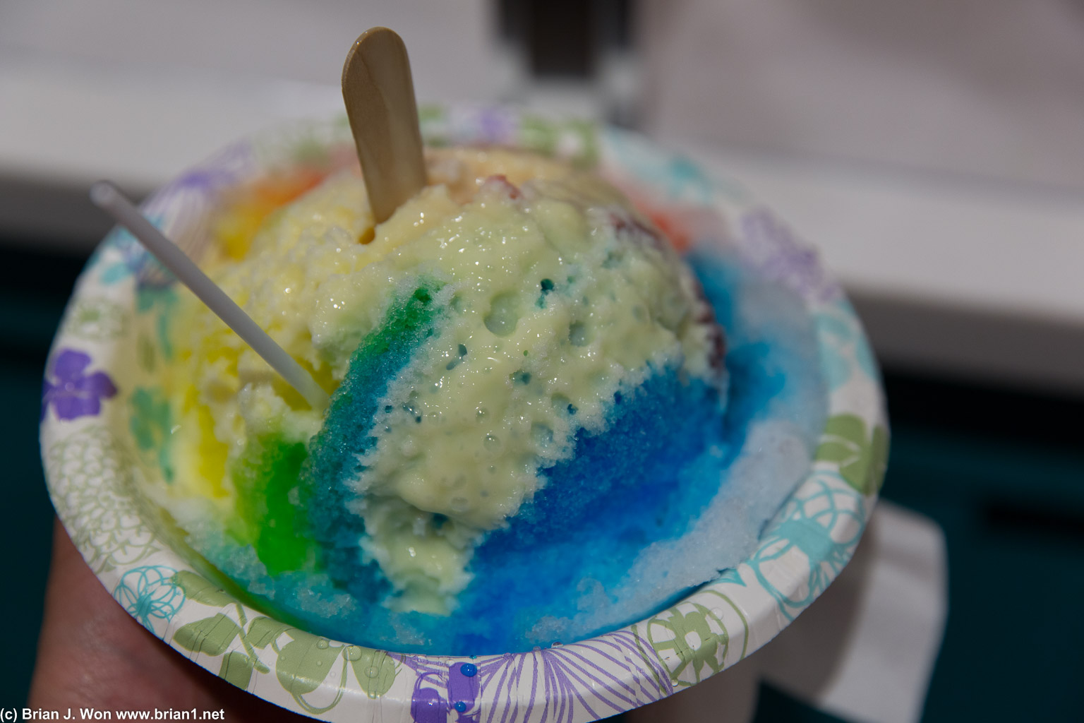 Rainbow shaved ice, large for $0.25 more!