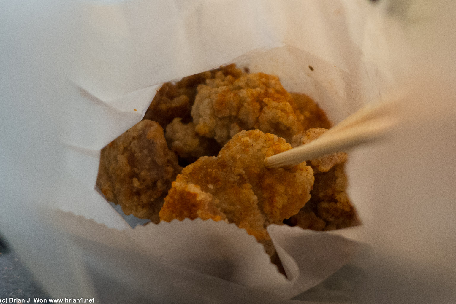 Snack time! Extra spicy popcorn chicken at Volcano Tea.