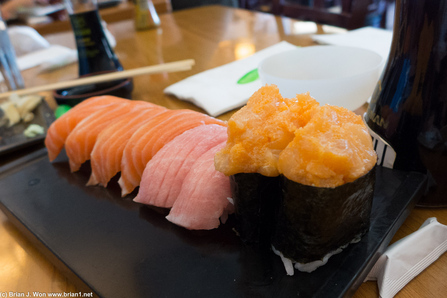 More salmon, fatty tuna (toro), scallop special. NOM.