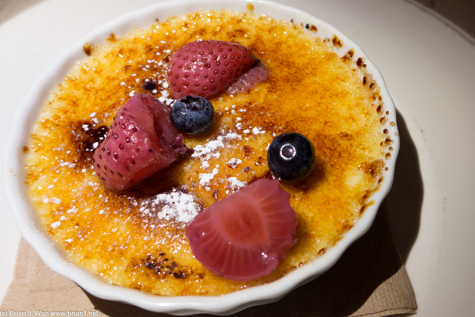Creme brulee. Tasty but way too thick on the surface.