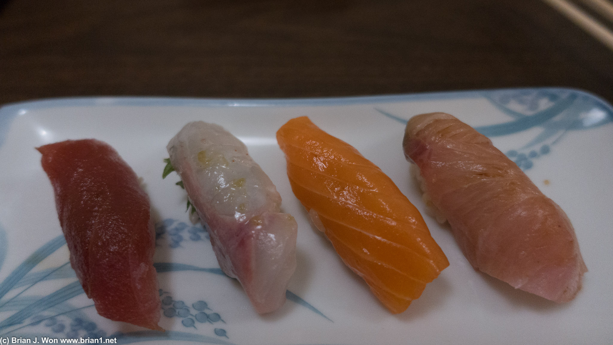 Ahi tuna, red snapper, salmon, yellowtail. Not bad.