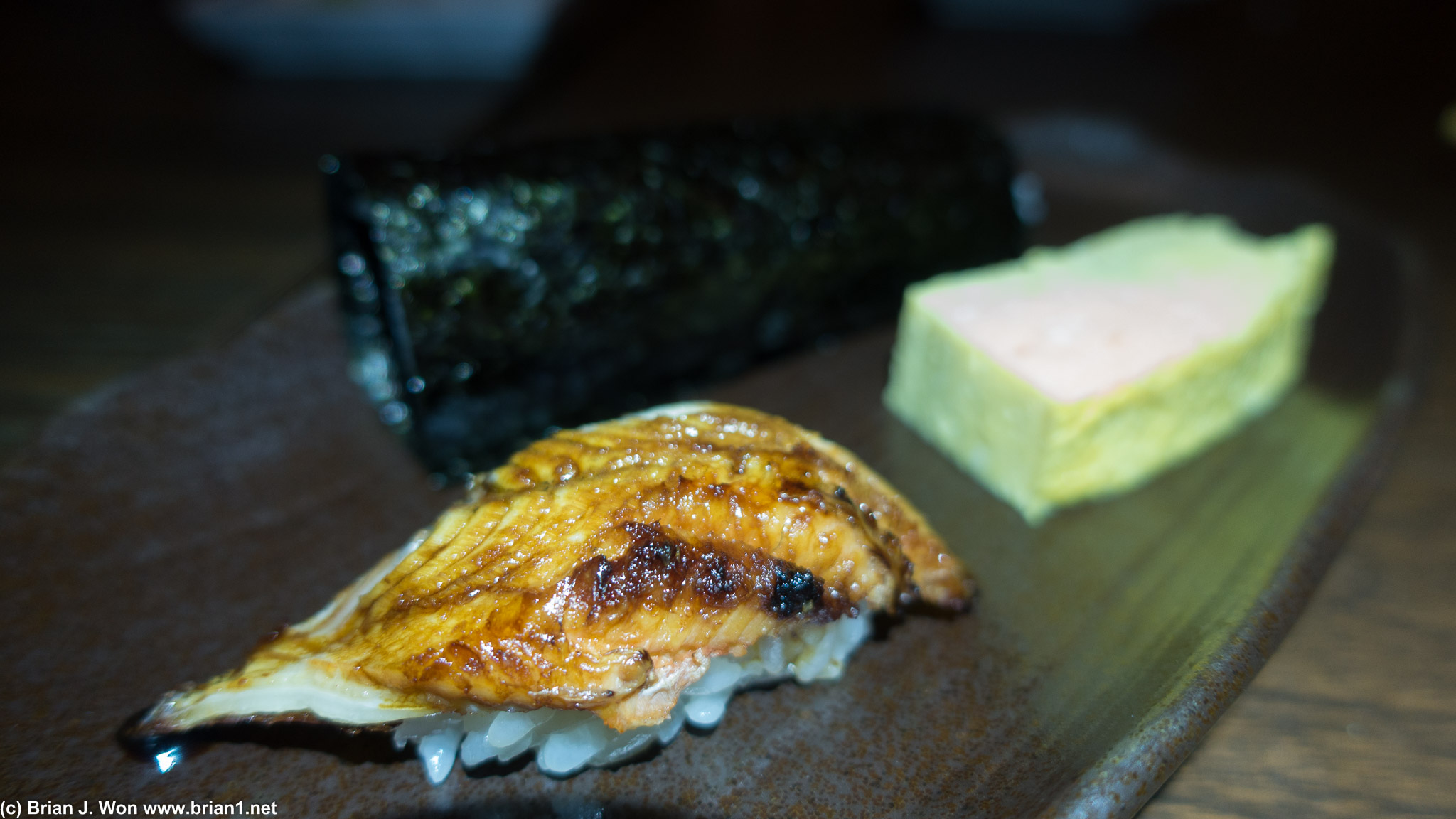 Finished off with blue crab hand roll, unagi, and tamago-- some of the better tamago I've had.