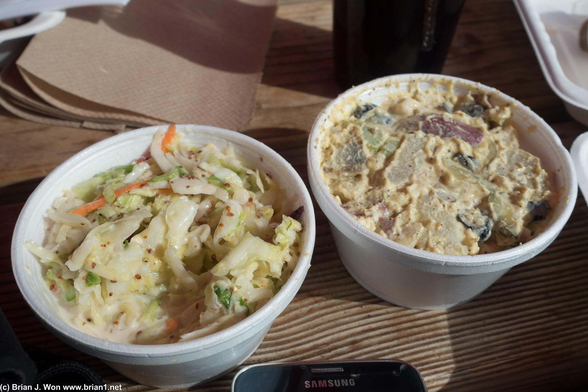 Very flavorful coleslaw and potato salad. Latter was simple yet quite fancy on the ingredients.