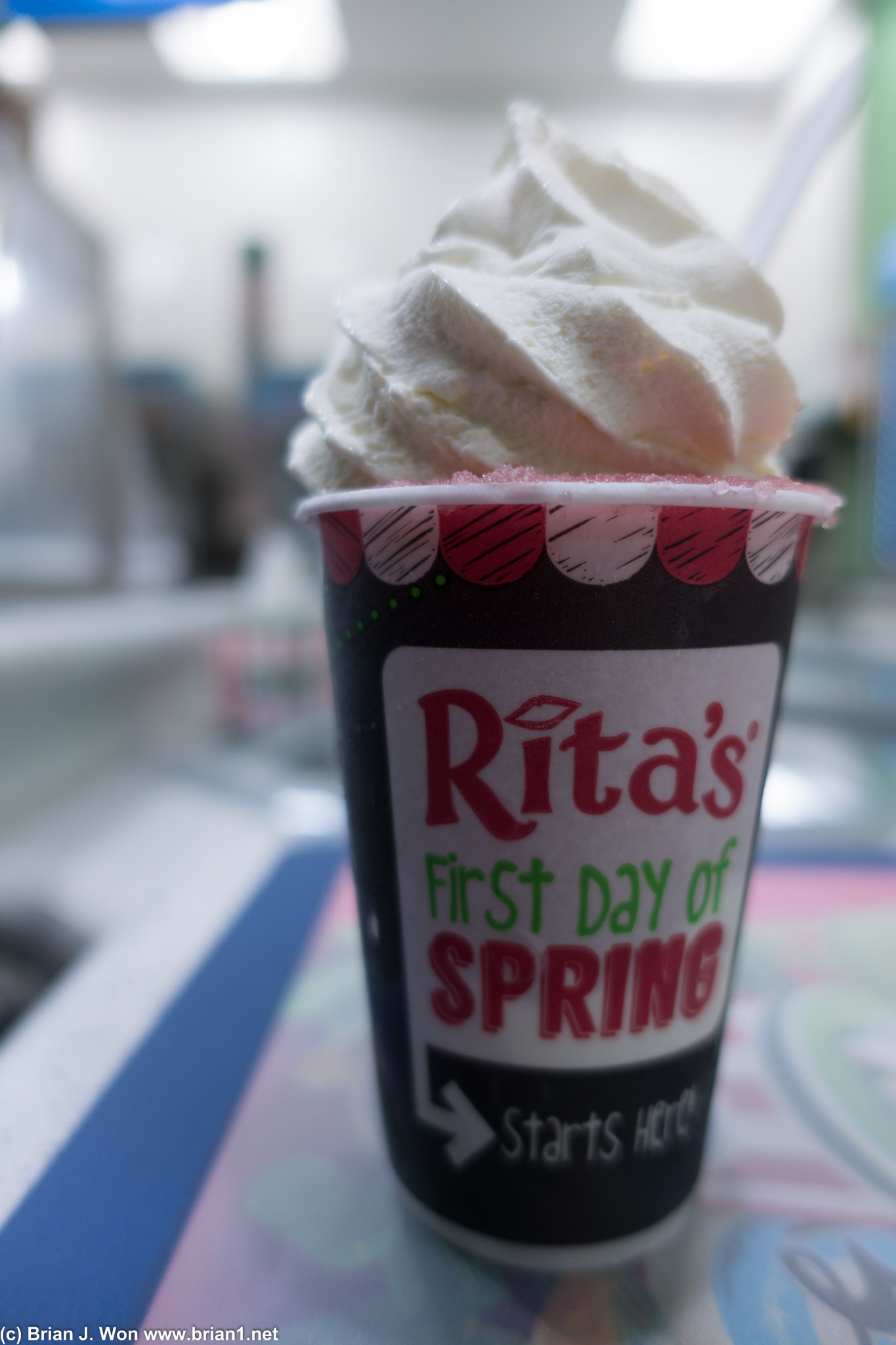 Free Italian ice at Rita's for first day of spring.