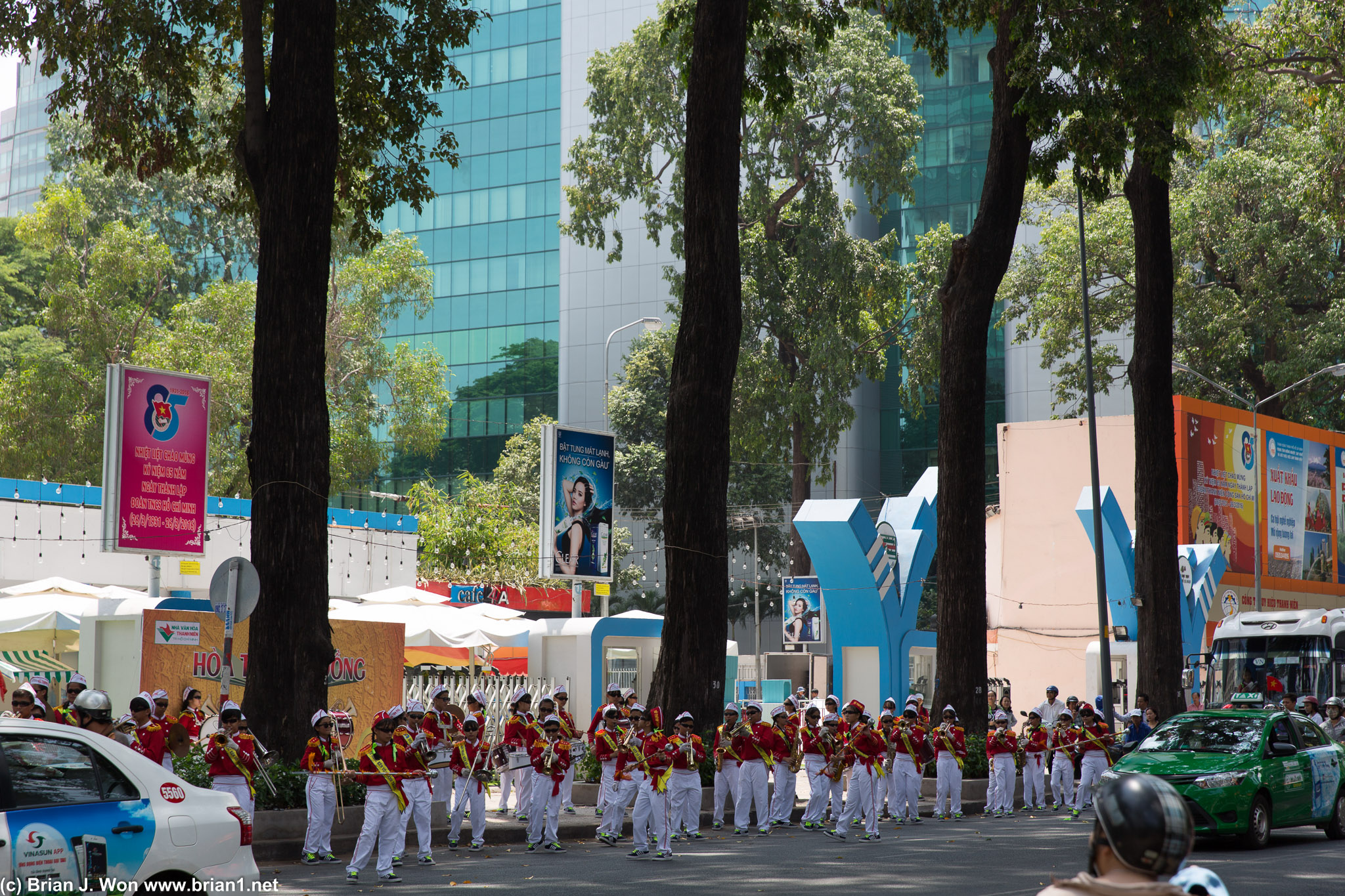 Good-sized band performing in the street (Hung Kings temple holiday this weekend!).