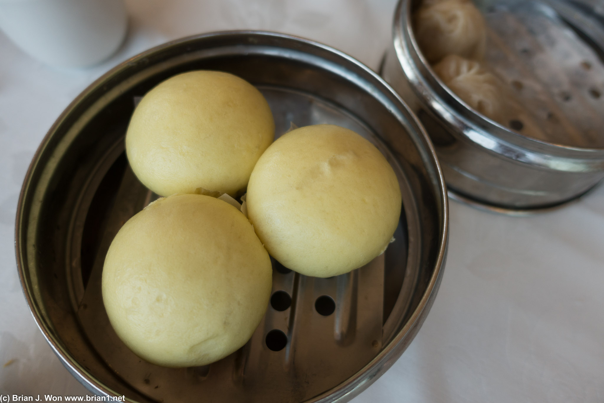 Egg custard buns. Not sure why these are greenish.