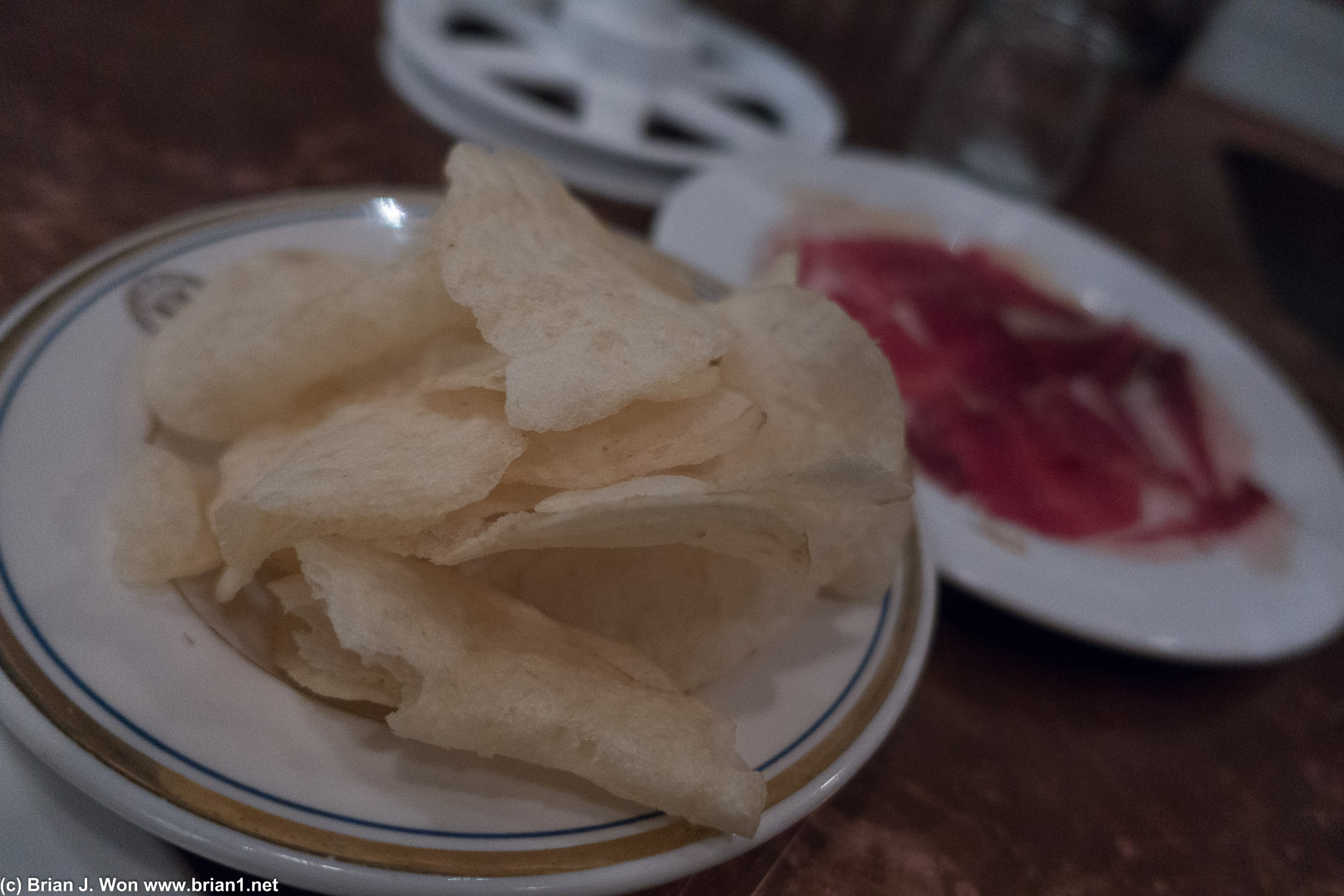 And Lays potato chips next to the serrano ham.