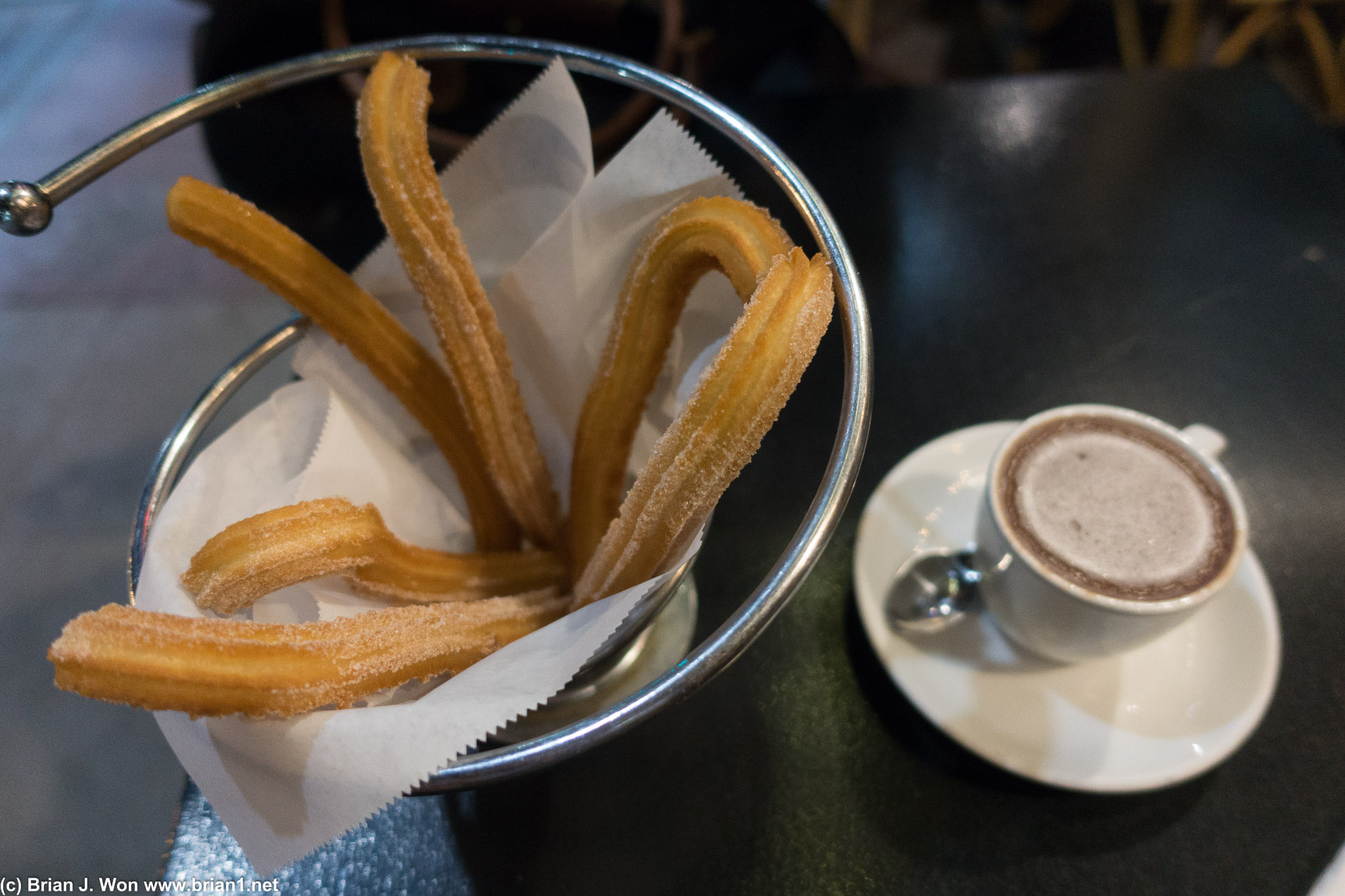 Churros are pretty good by US standards, pretty blah by Spanish standards. Chocolate was good tho.