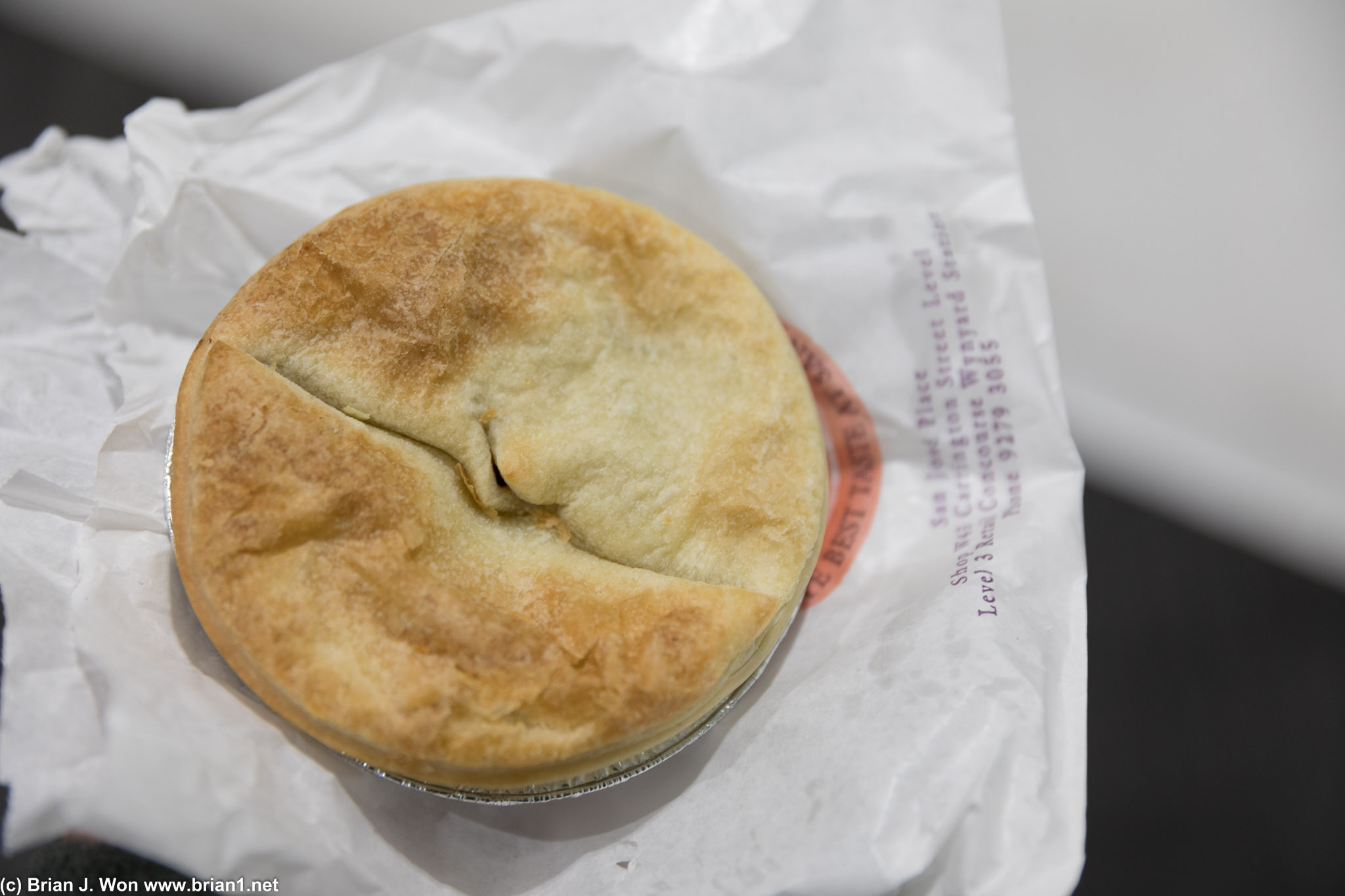 So-so meat pie from a shop at the train station.