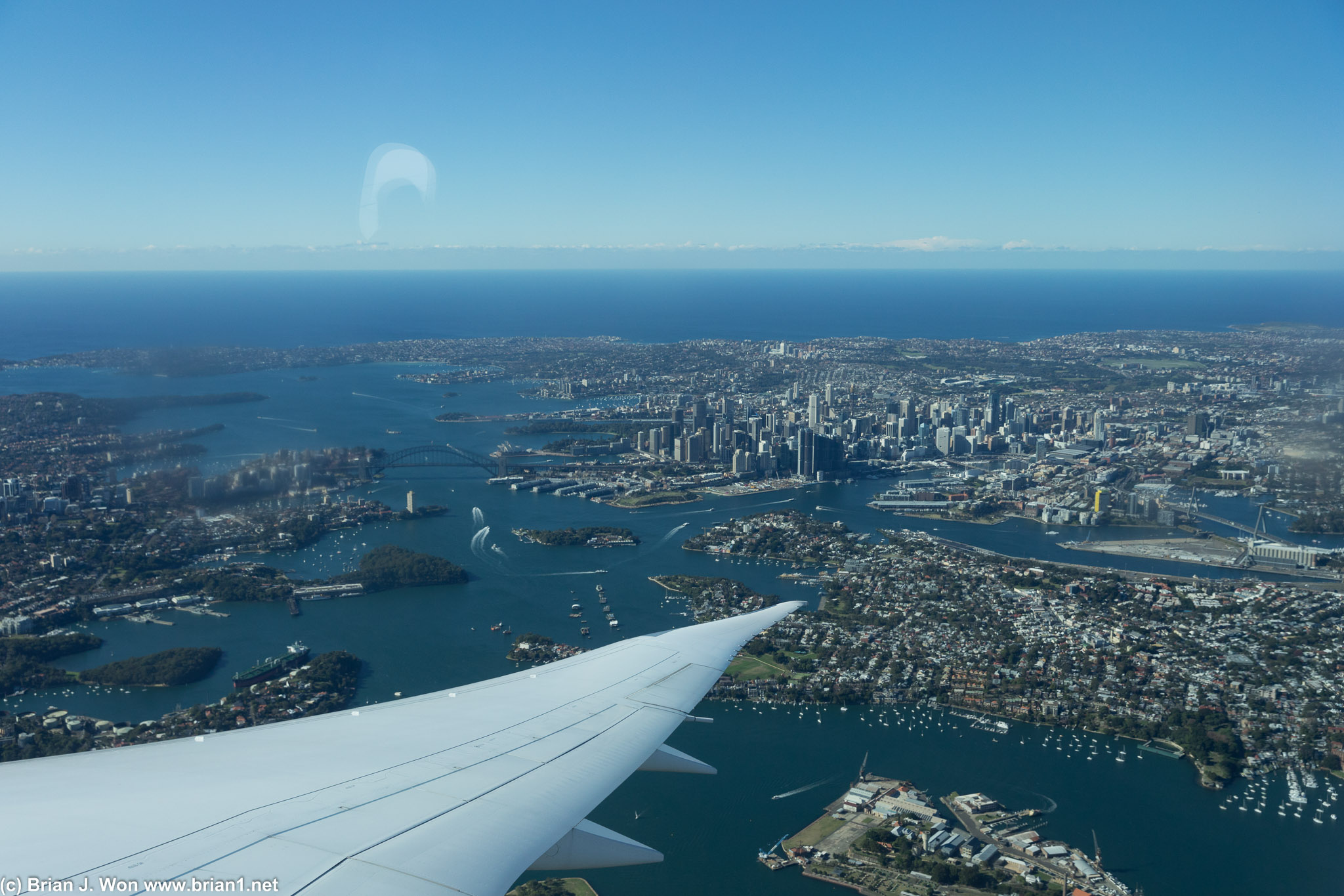 Sydney Harbour from the air. Gorgeous.
