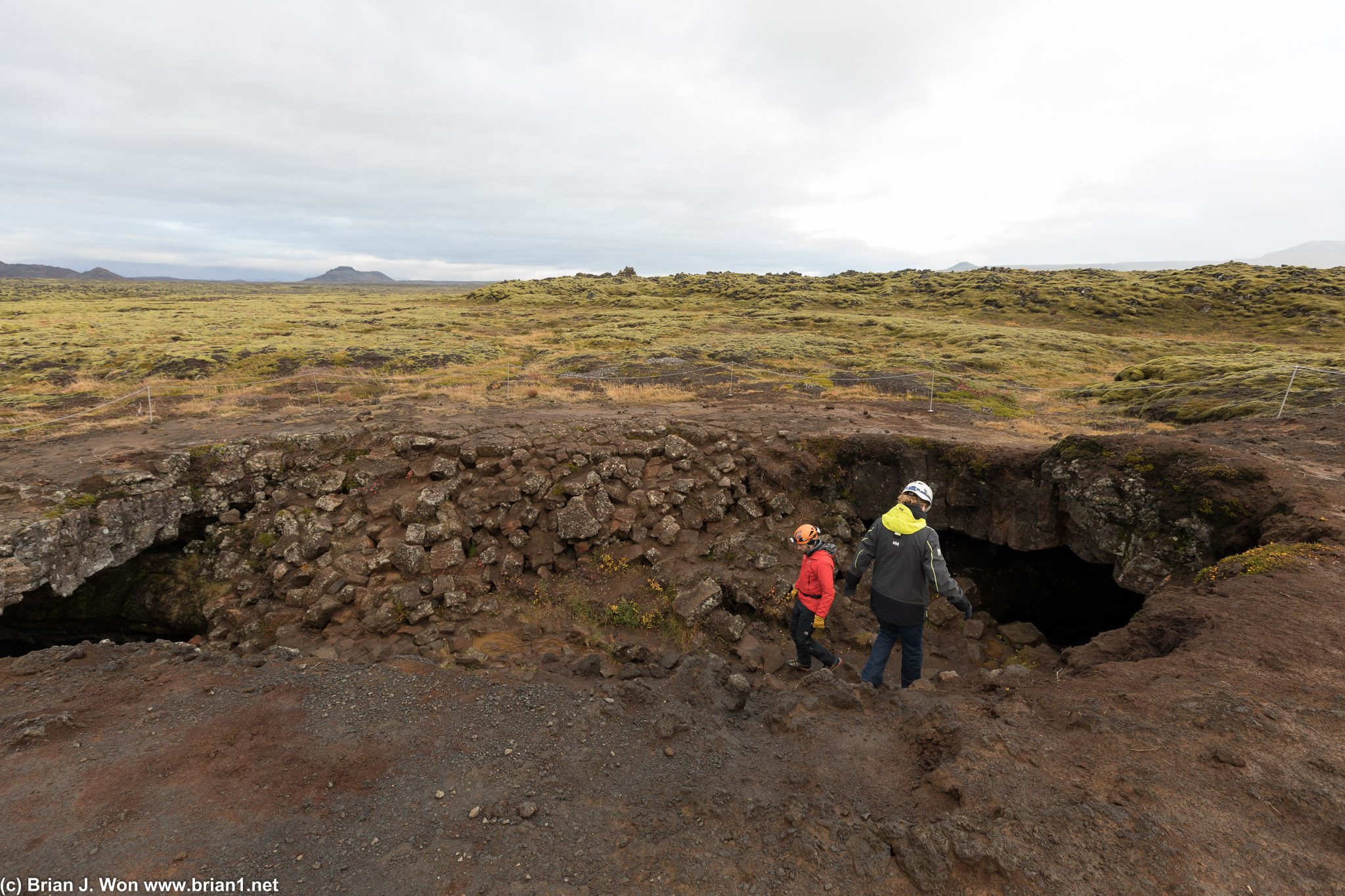 About to enter Leidarendi lava tube, one of the longest lava tubes in Iceland at nearly a kilometer in length.