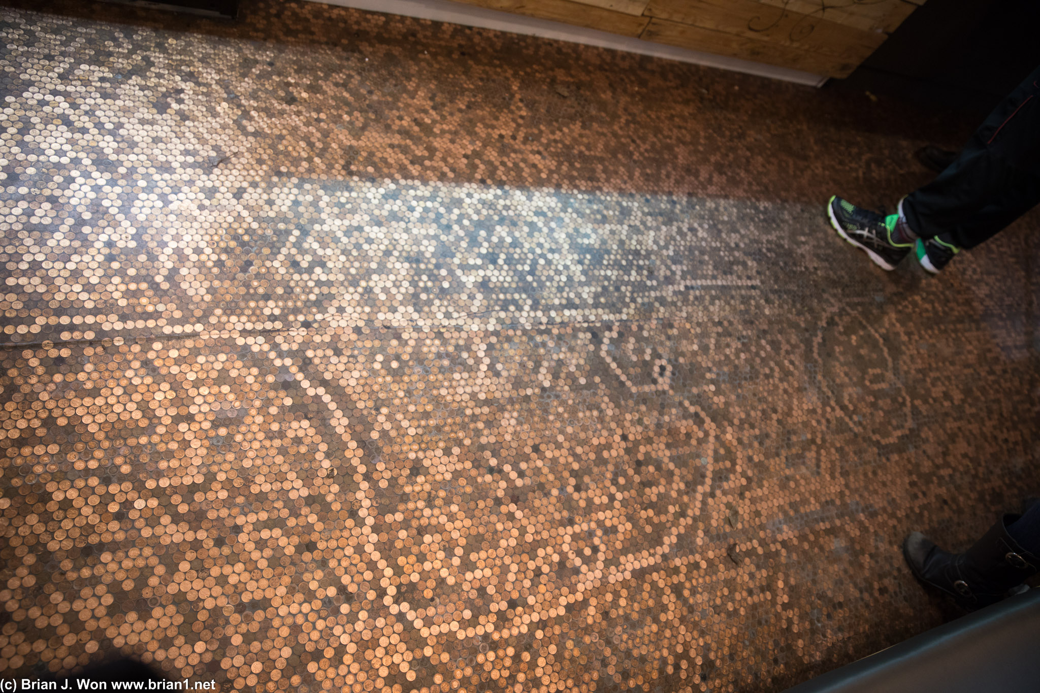 Floor of pennies.