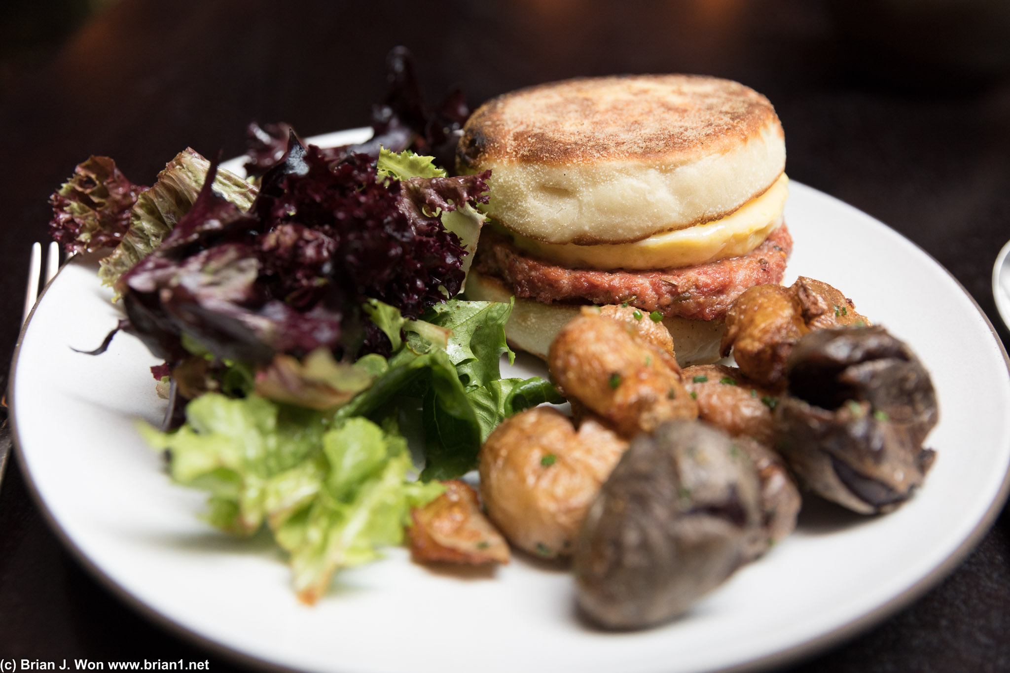 Home made english muffin stole the show-- waaaay more memorable than the duck sausage.