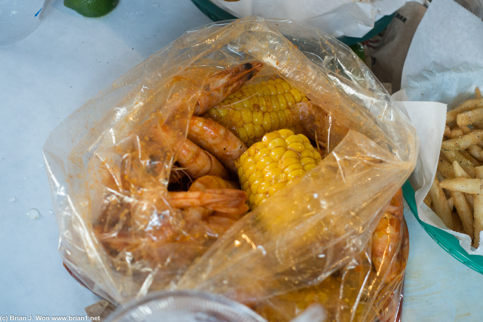 Shrimp and corn, whole-shebang.
