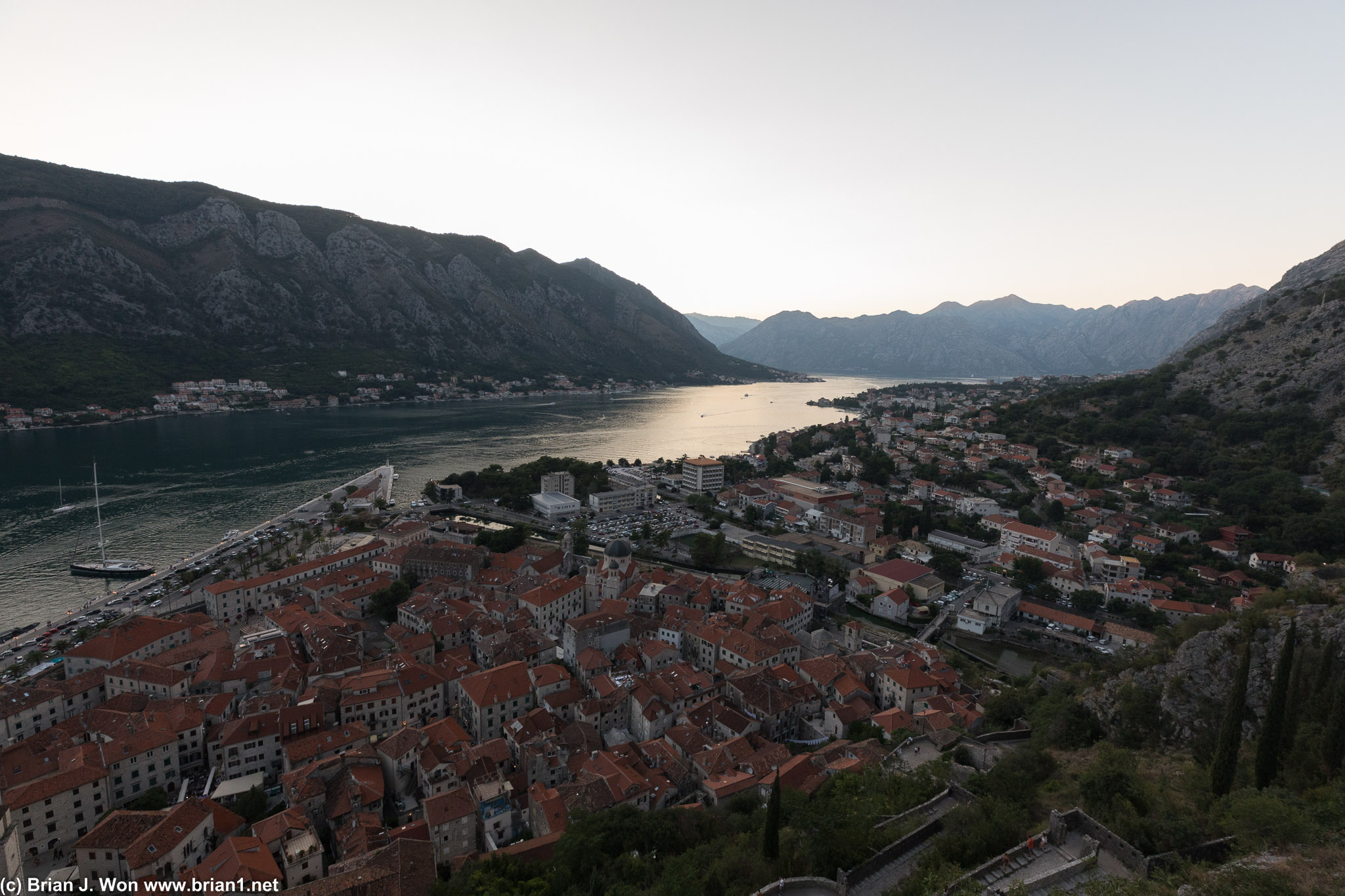 Looking down on Kotor from the path up to the fortress.