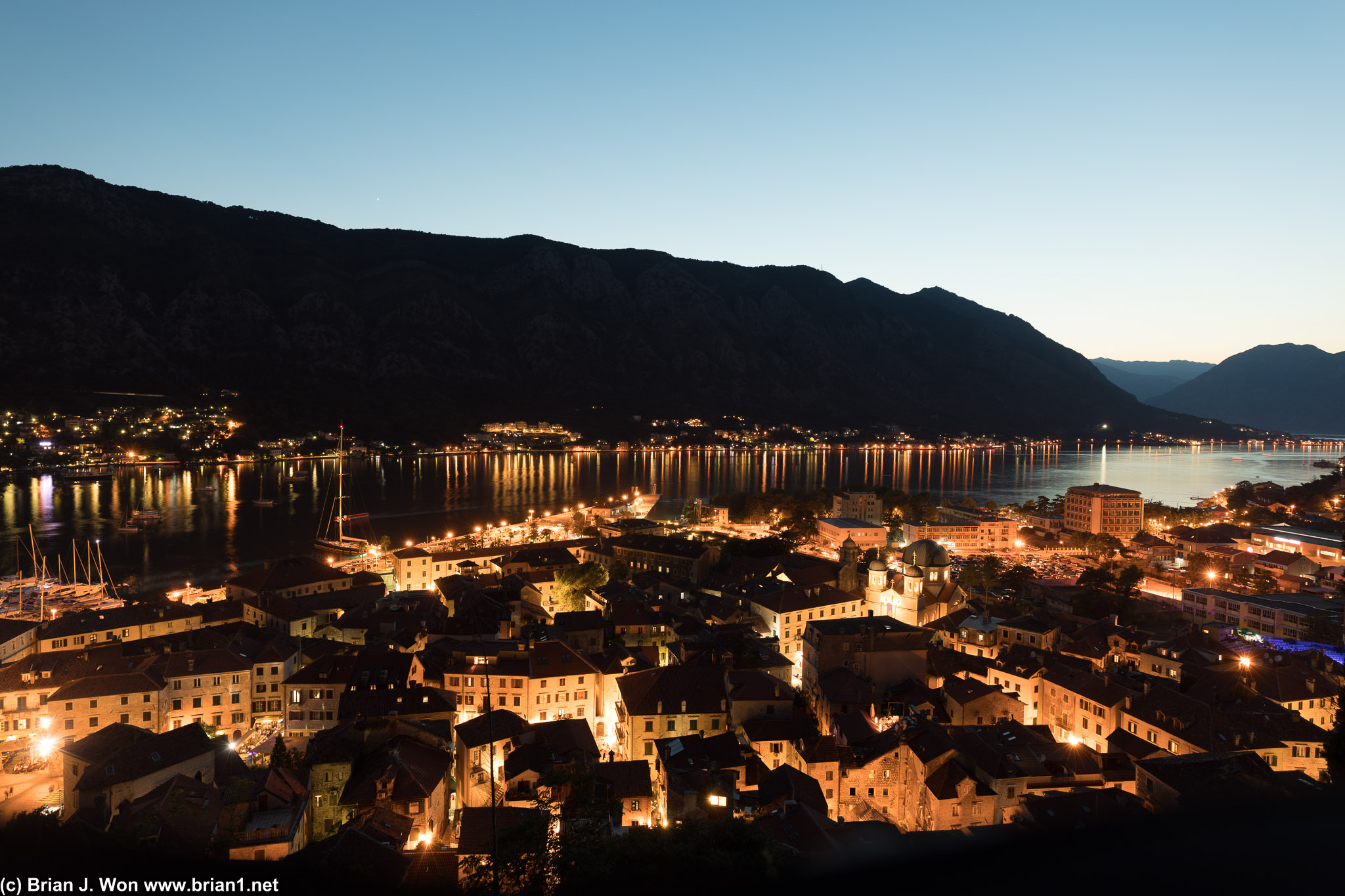 Kotor at sunset. Well, just after sunset.