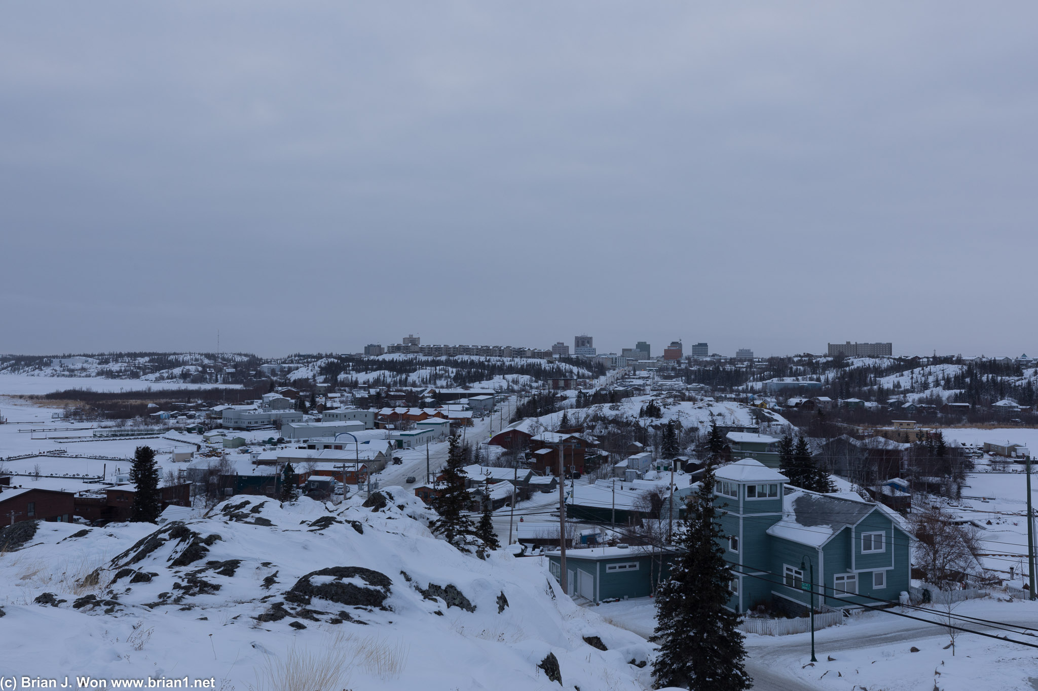 The city of Yellowknife, as viewed from the Bush Pilots Monument.