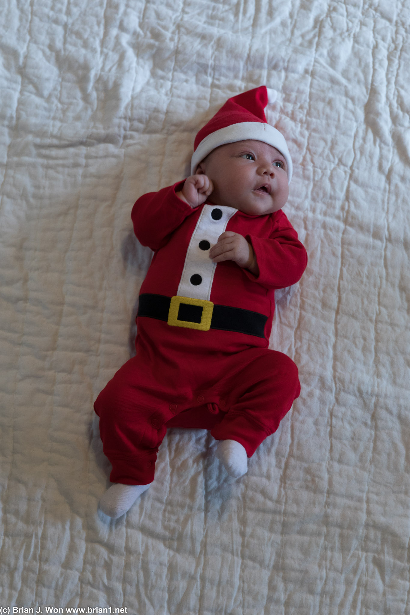Baby Colette in her Christmas outfit.