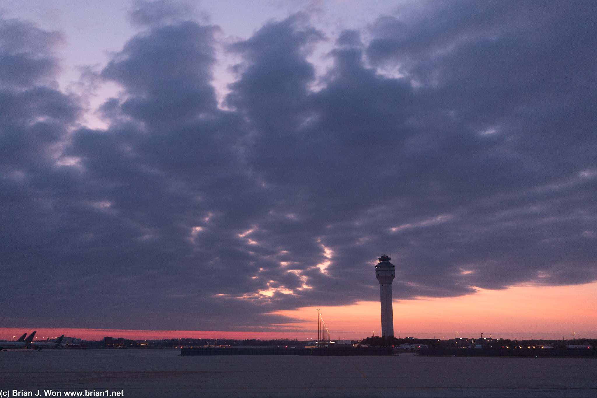 Sunrise over Dulles International Airport.