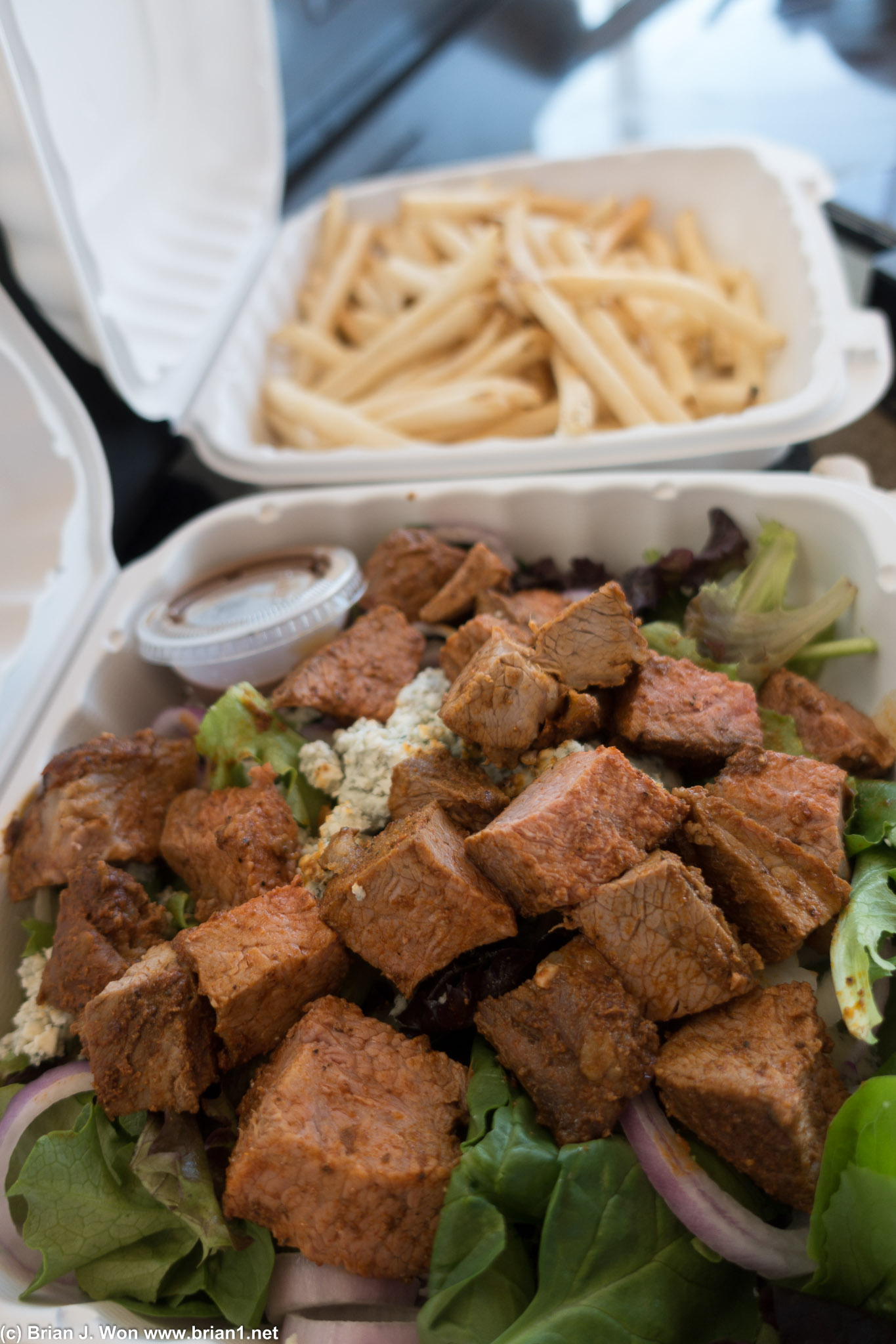 Steak salad from Jack's Urban Eats at SMF literally had an entire steak atop it. Yum but also a little crazy?