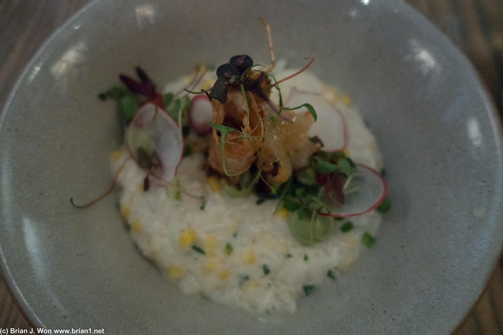Corn risotto with prawn. t'was... okay.