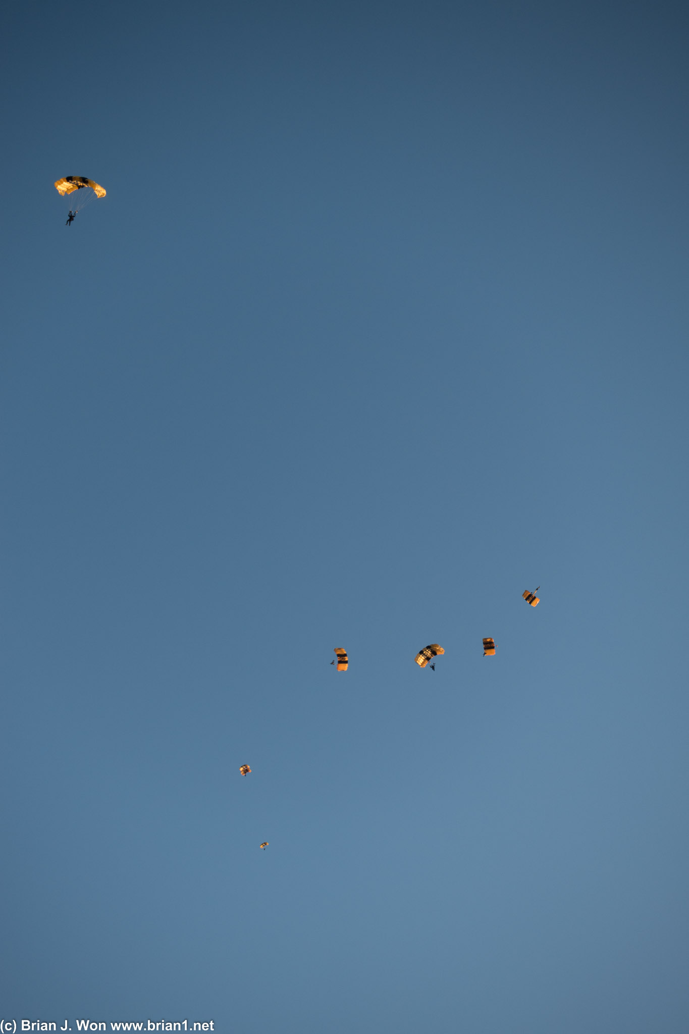 US Army Golden Knights parachuting in.