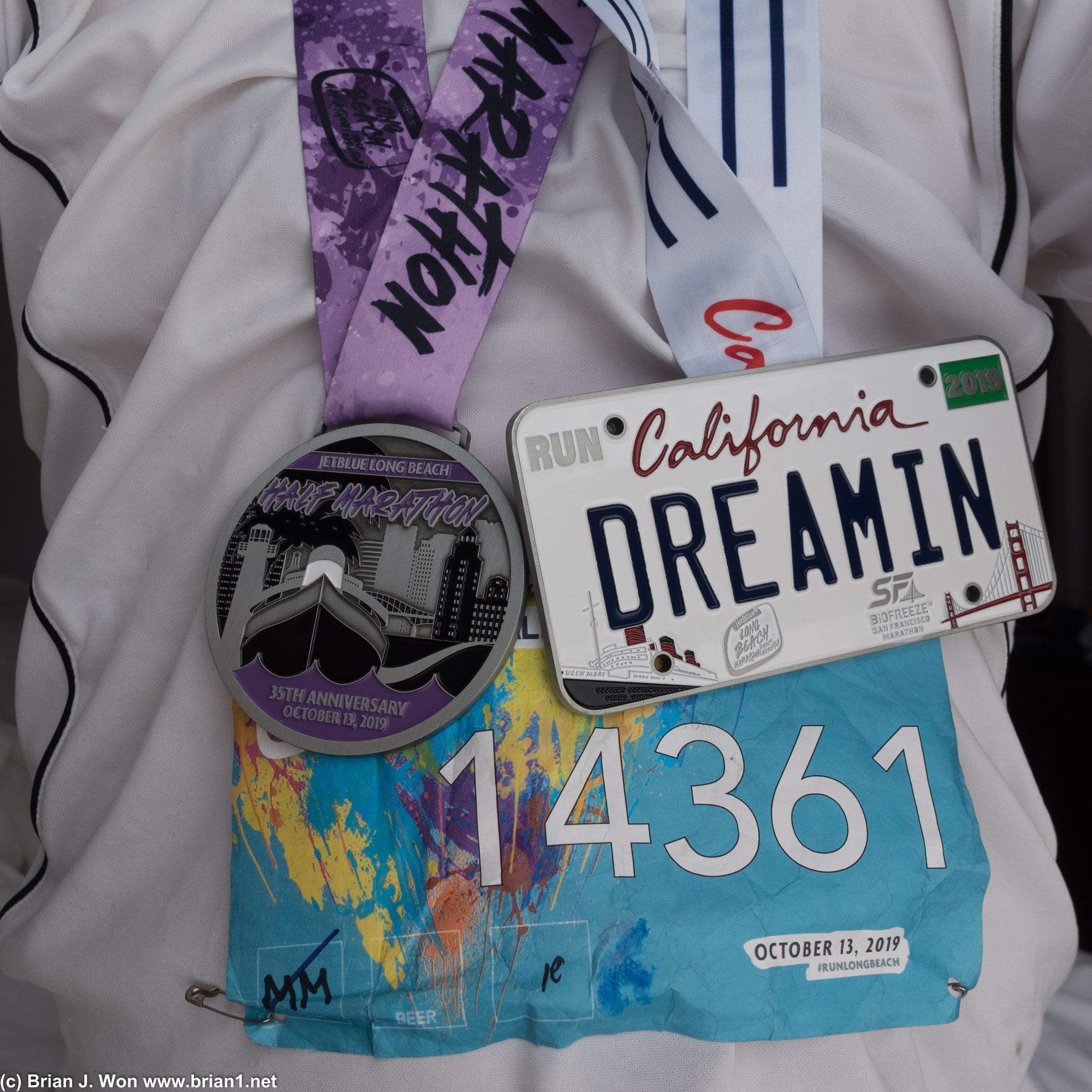 Long Beach Half Marathon and California Dreamin' Challenge medals.