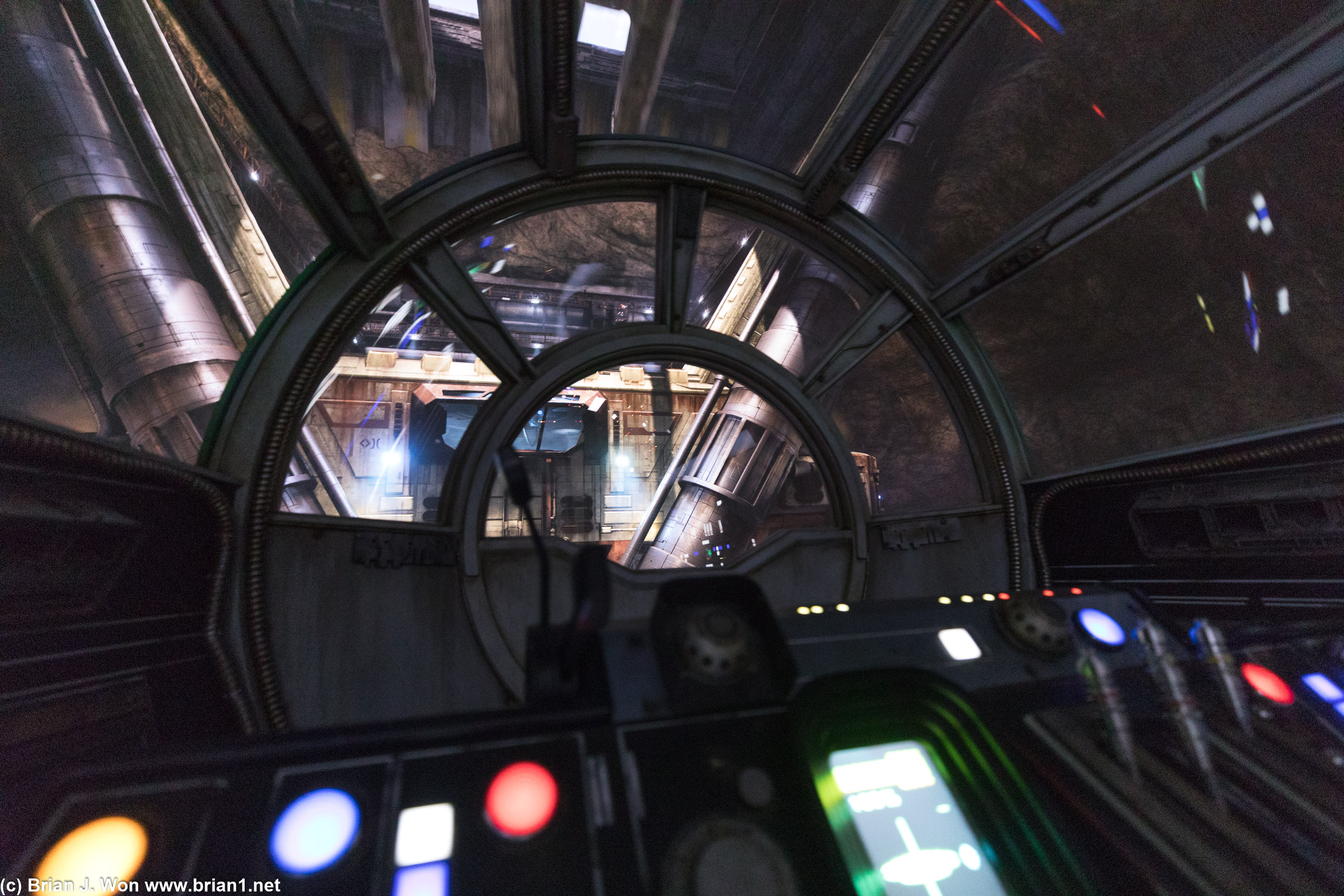 Piloting the Millenium Falcon on Rise of the Resistance.