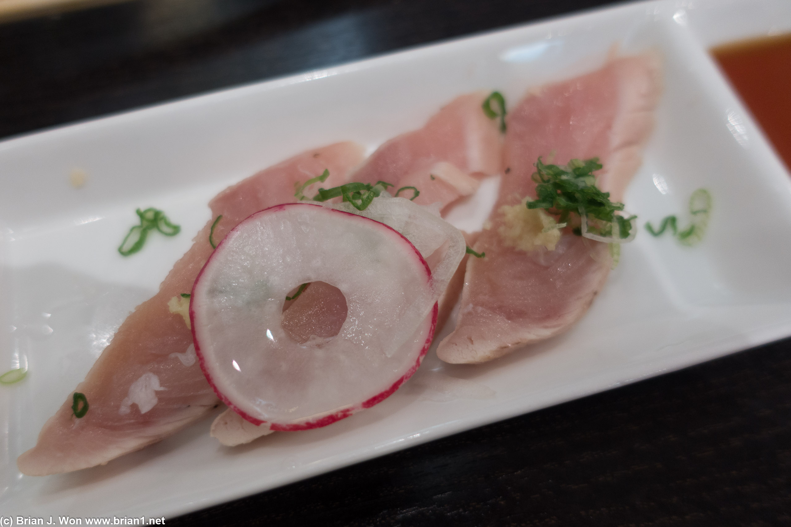 Albacore sashimi cuts were lower quality than expected.