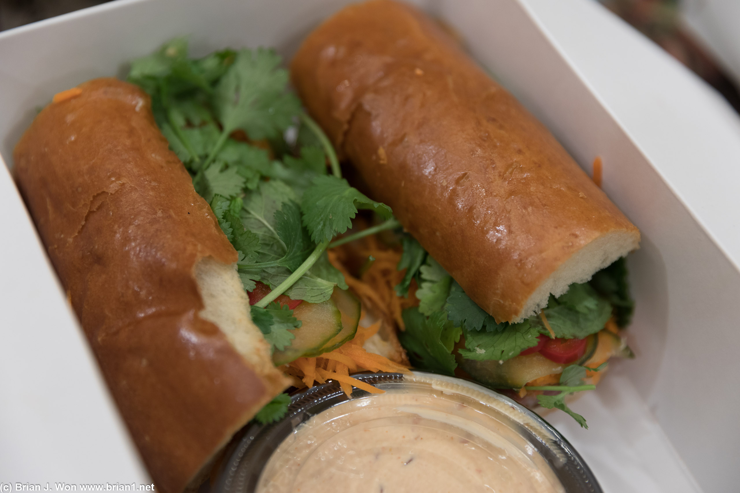 Pork belly banh mi. Like the brisket, they cooked the texture out of it. :-( t'was pretty tho.