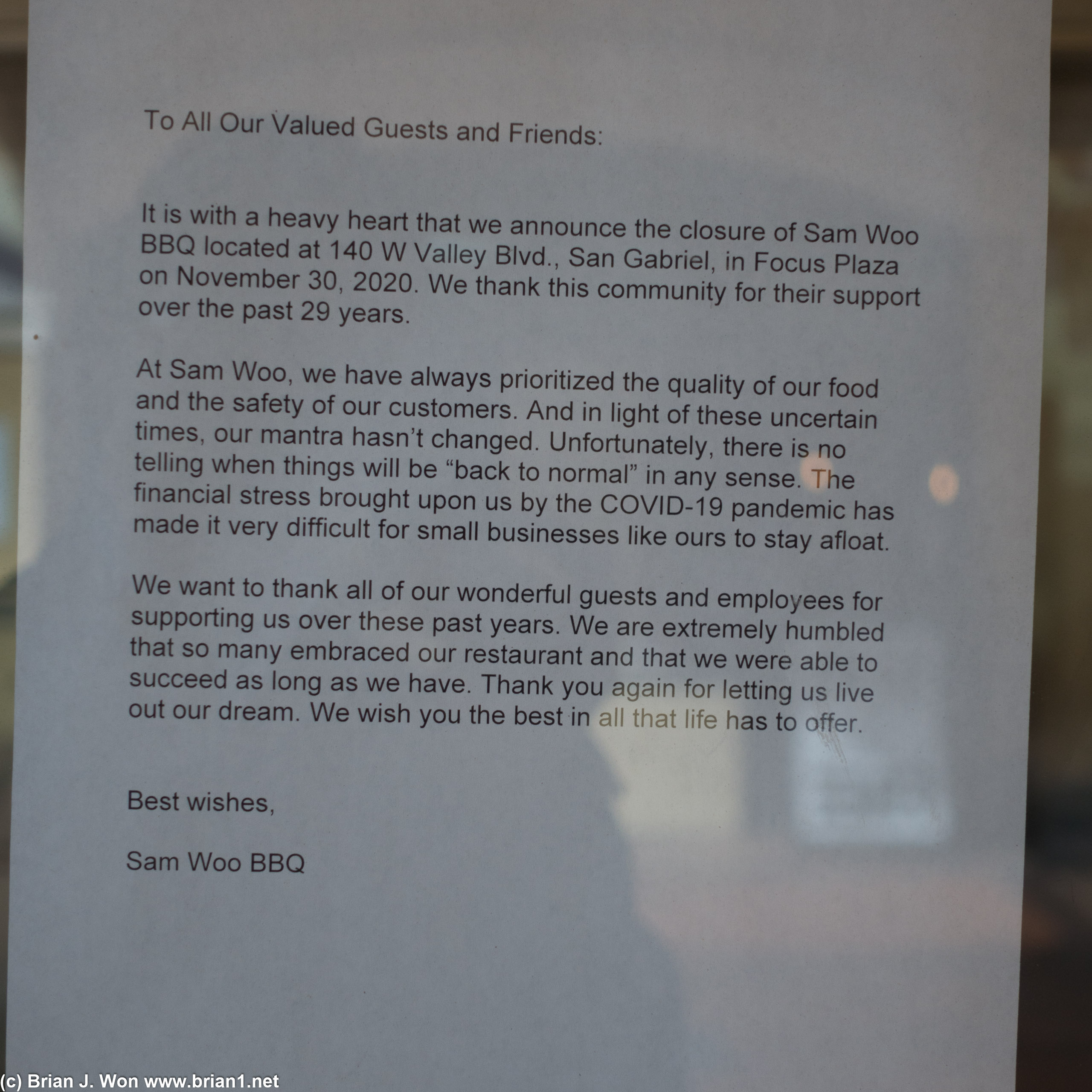 Sam Woo BBQ in Focus Plaza is closed. ;_;