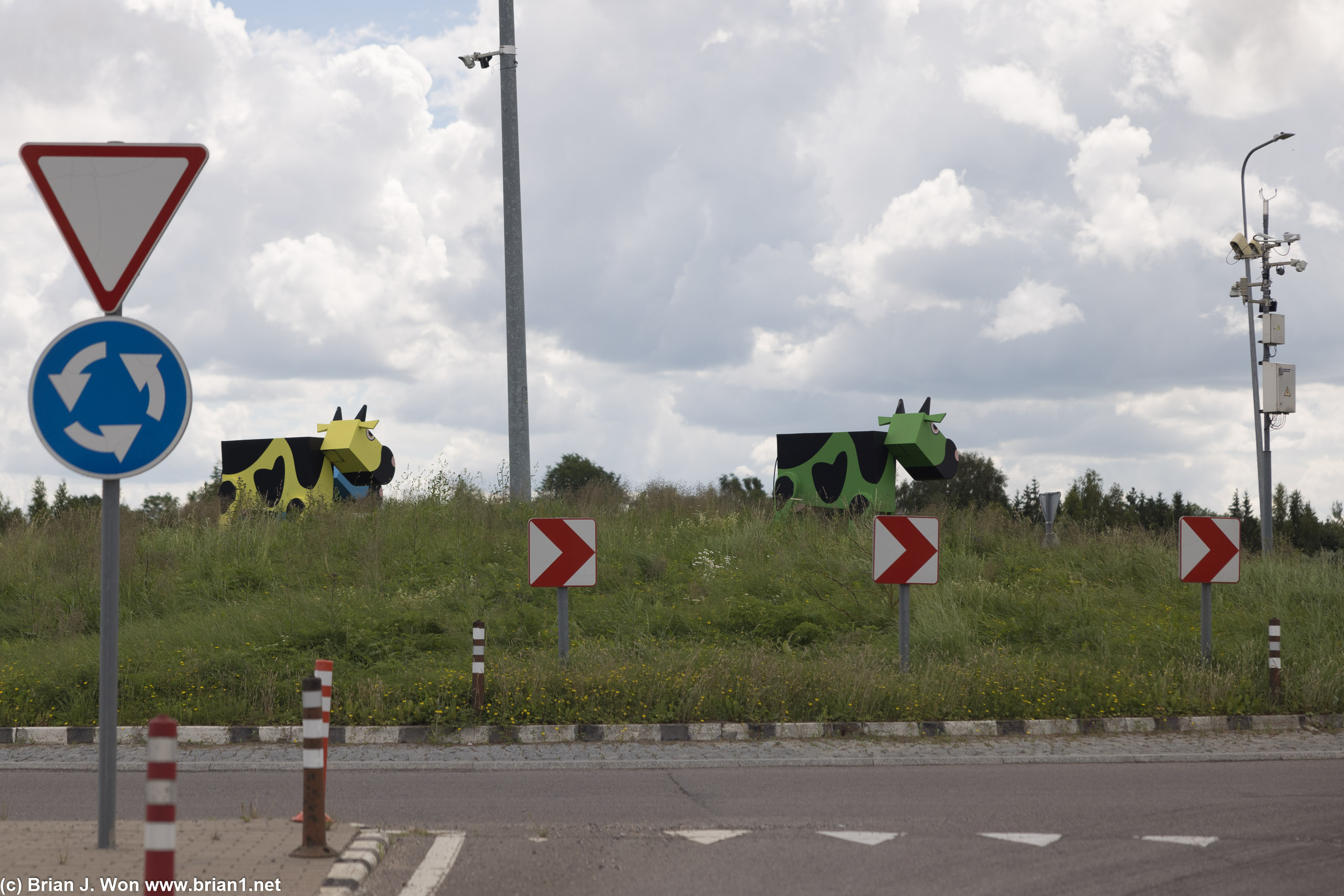 Cubist cows welcoming you to Lithuania.