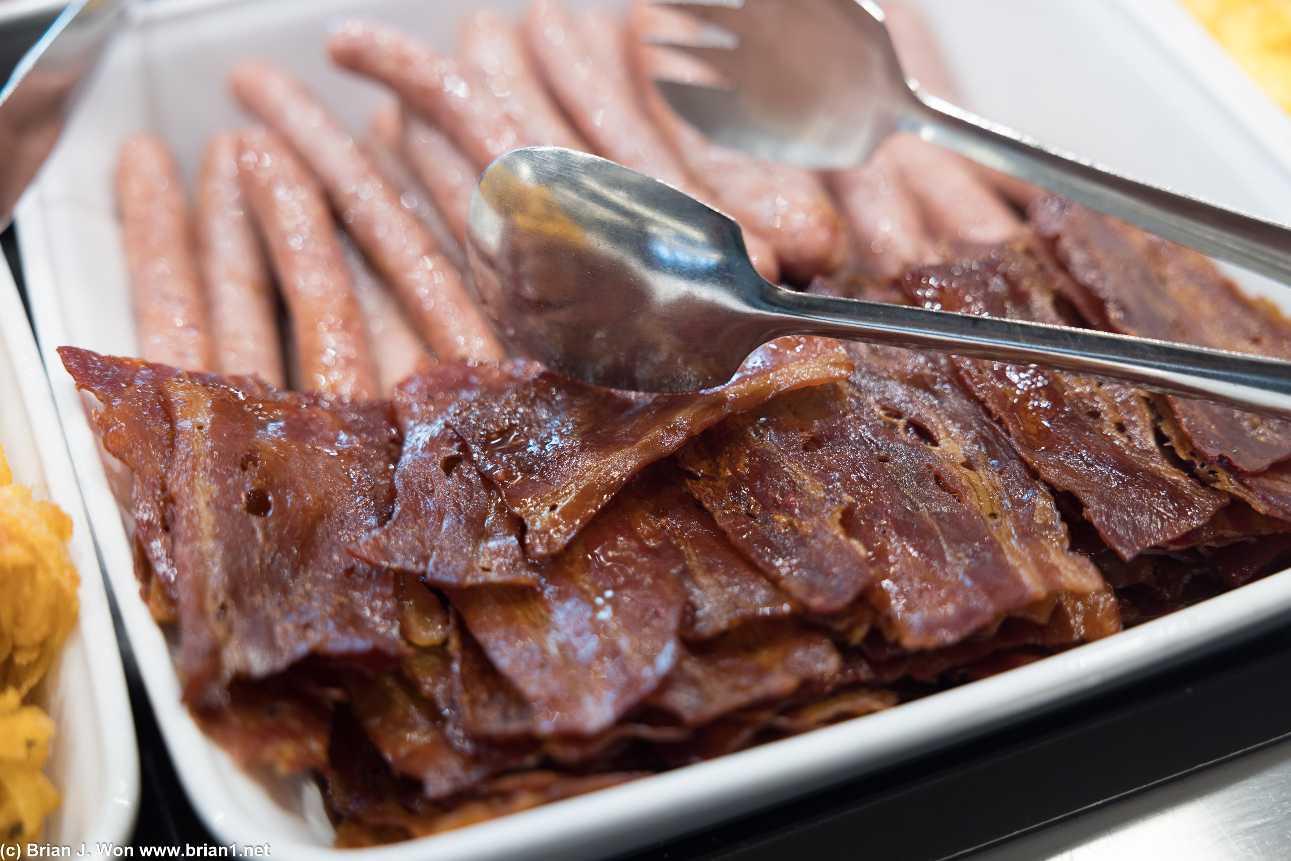 The custom fried-hard bacon that was served daily.