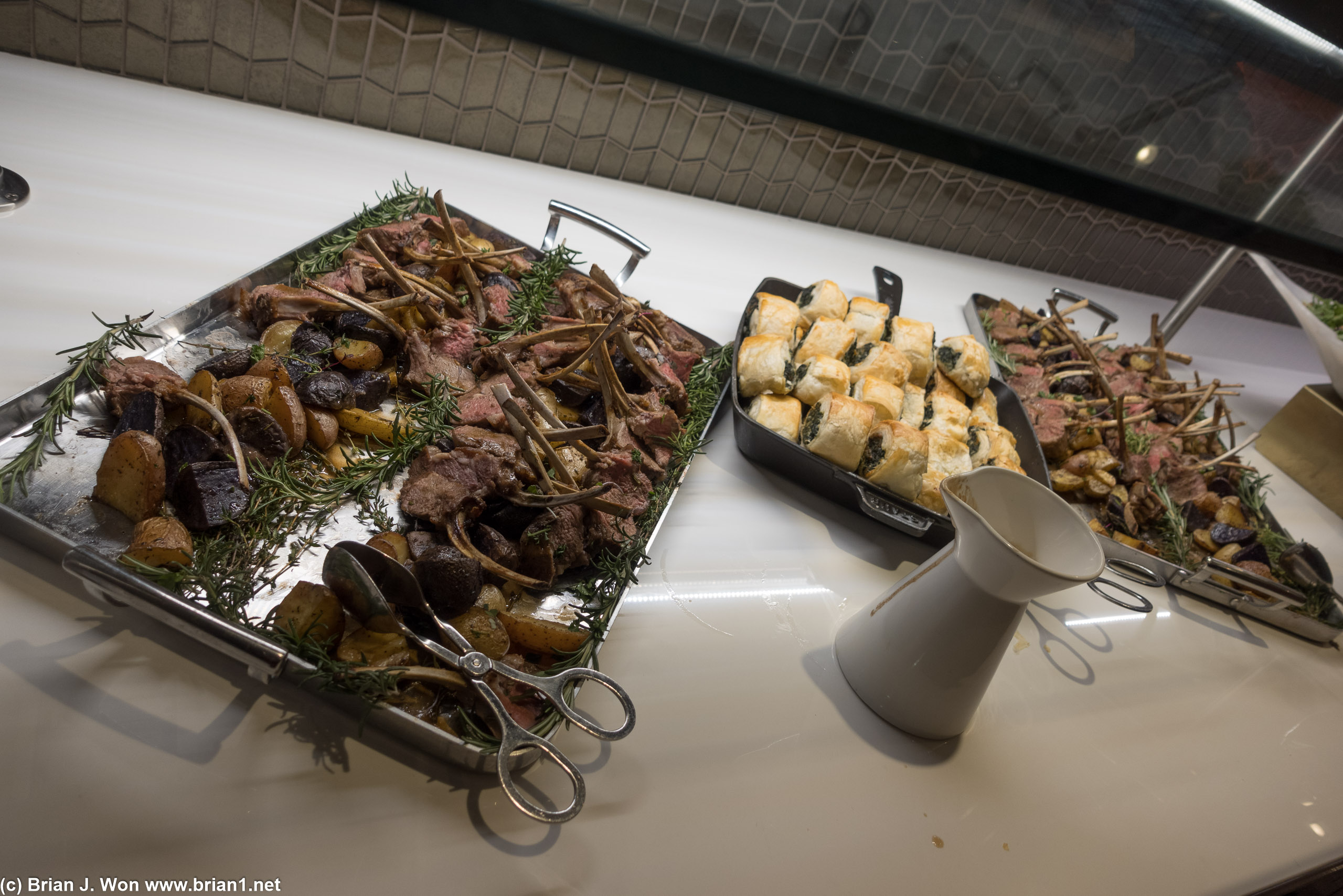 Lamb chops and spinach pastries at the VIP reception.