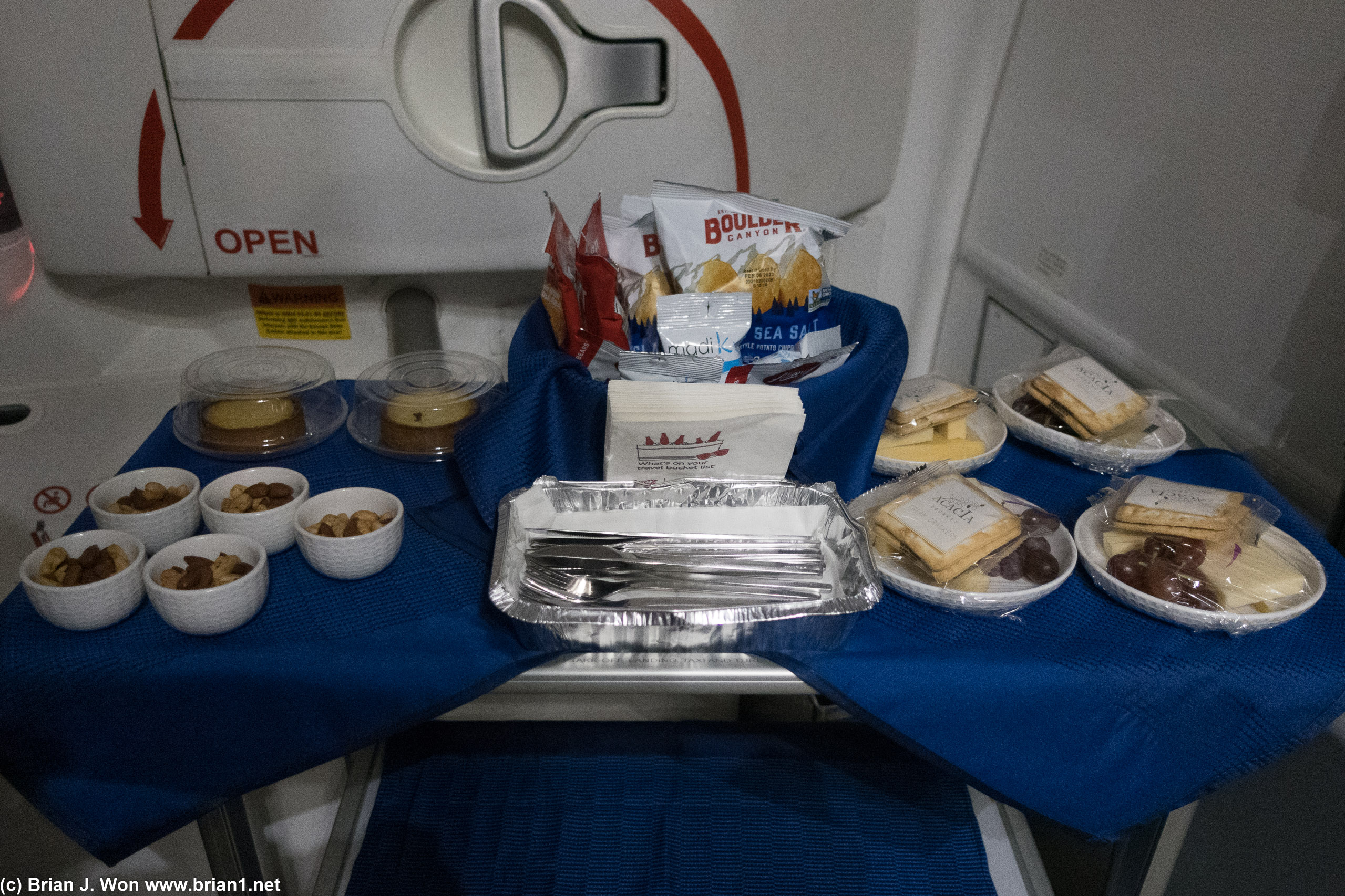 Typical mid-flight snacks.