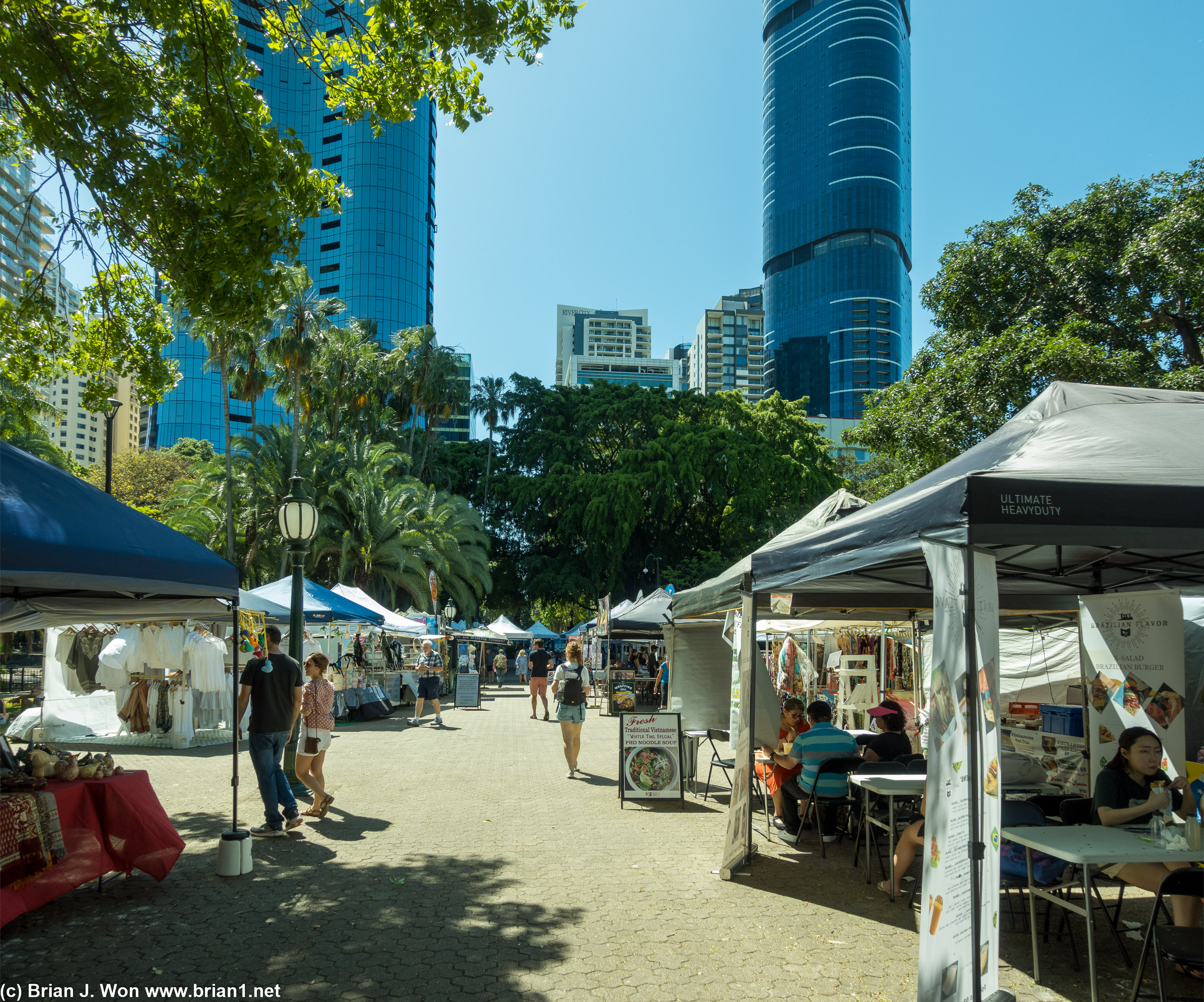 Riverside Sunday Market in the Brisbane City Botanic Gardens.