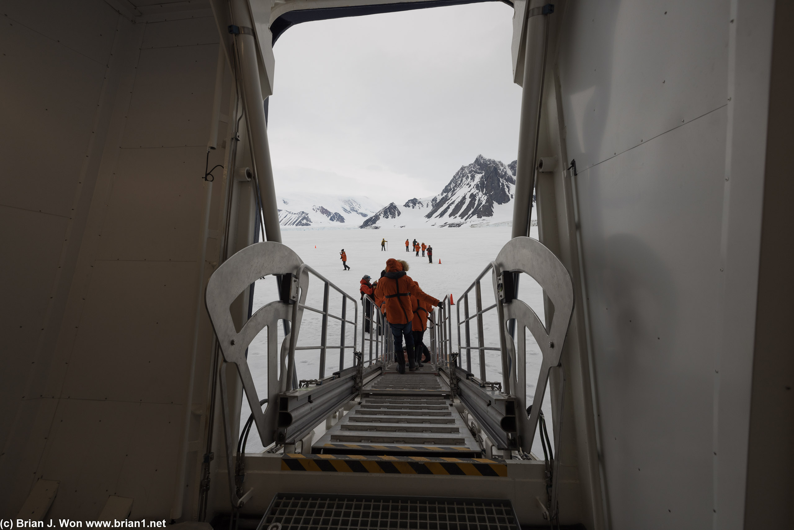 Descending to the ice shelf.