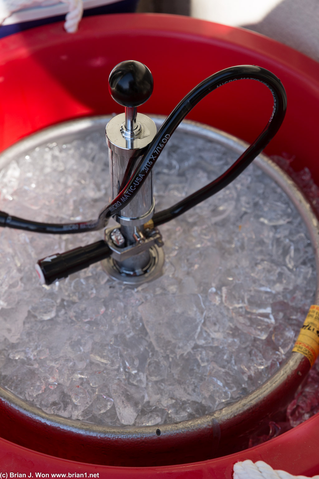 Quarter keg of Asahi. We actually got through most of it-- I was shocked!