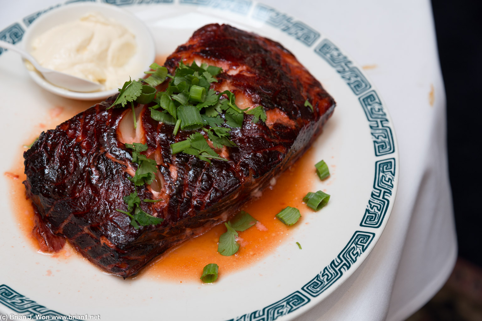 Sea bass was ridiculously huge and very, very tasty-- flaked right apart with a fork but was still tender and moist.