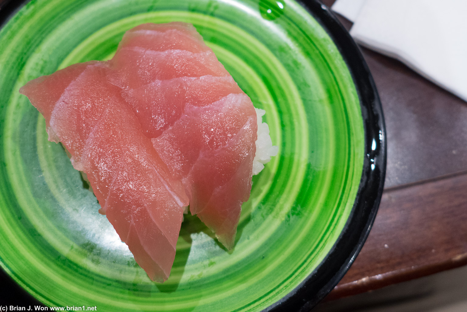 Ahi tuna belly. Not very good but what did you expect for $2.25 a plate?