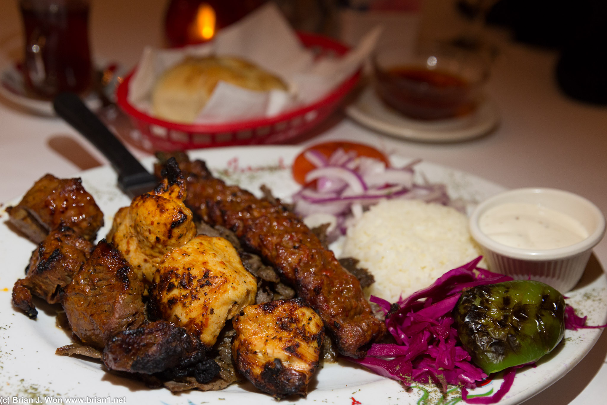 Mixed grill plate was way too salty.