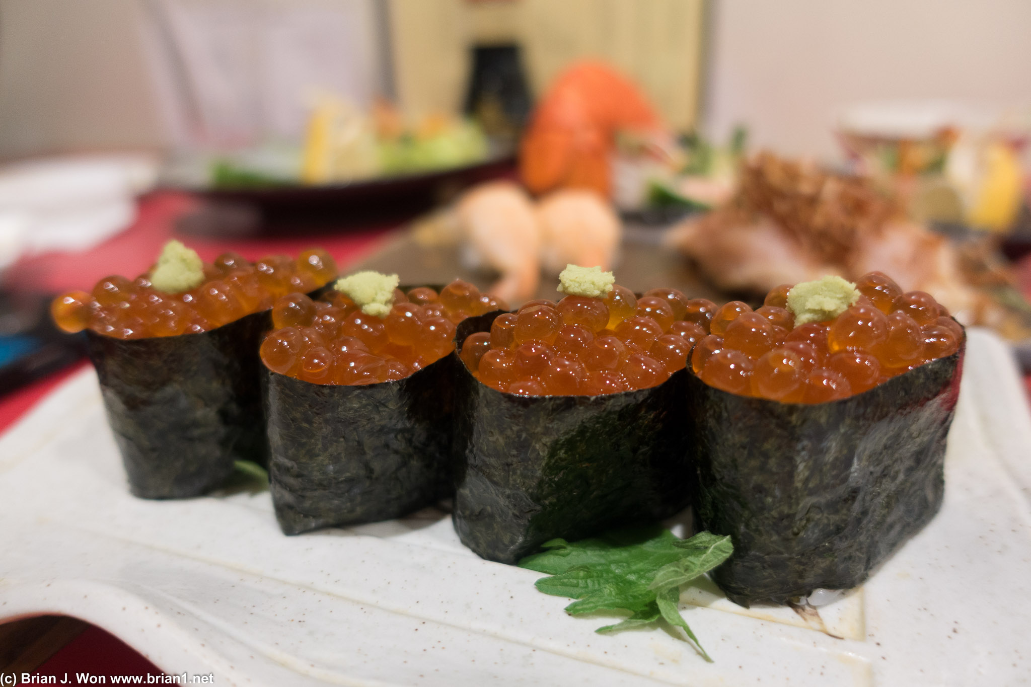 Ikura. Pretty good compared to most of the other things here. (salmon roe)