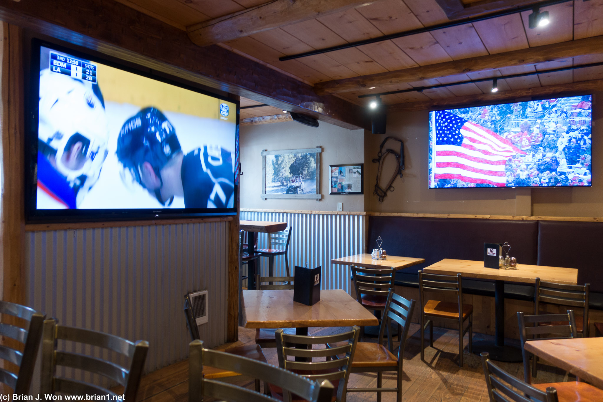 The bar side has lots of TV's.