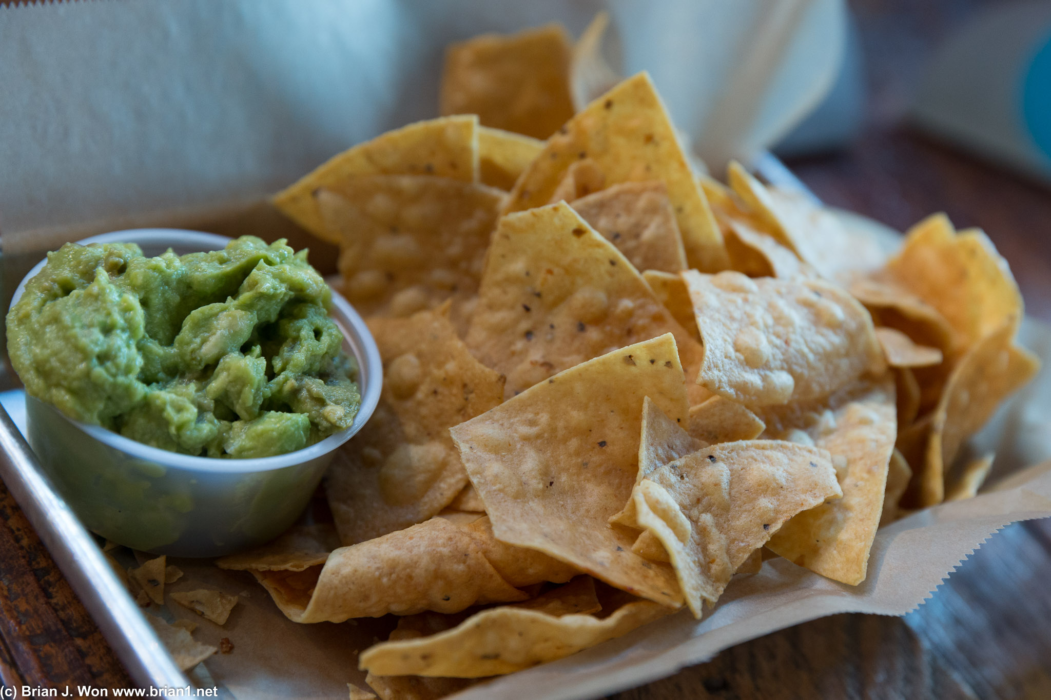 Guac and chips would've been very good but it was a bit too salty.