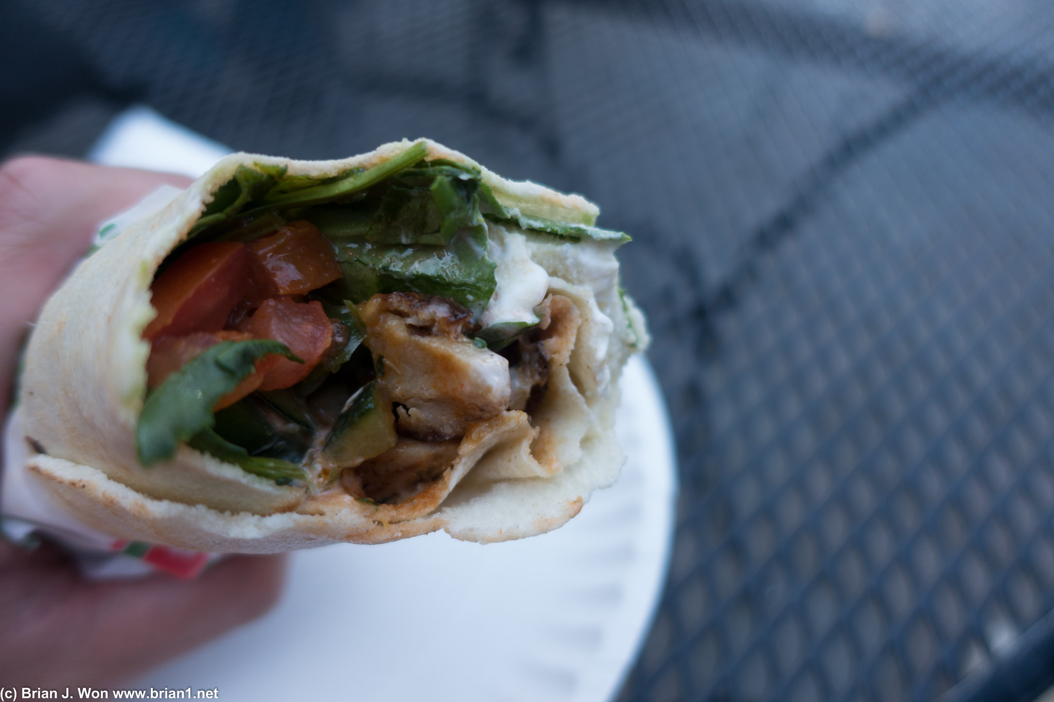 Chicken souvlaki.