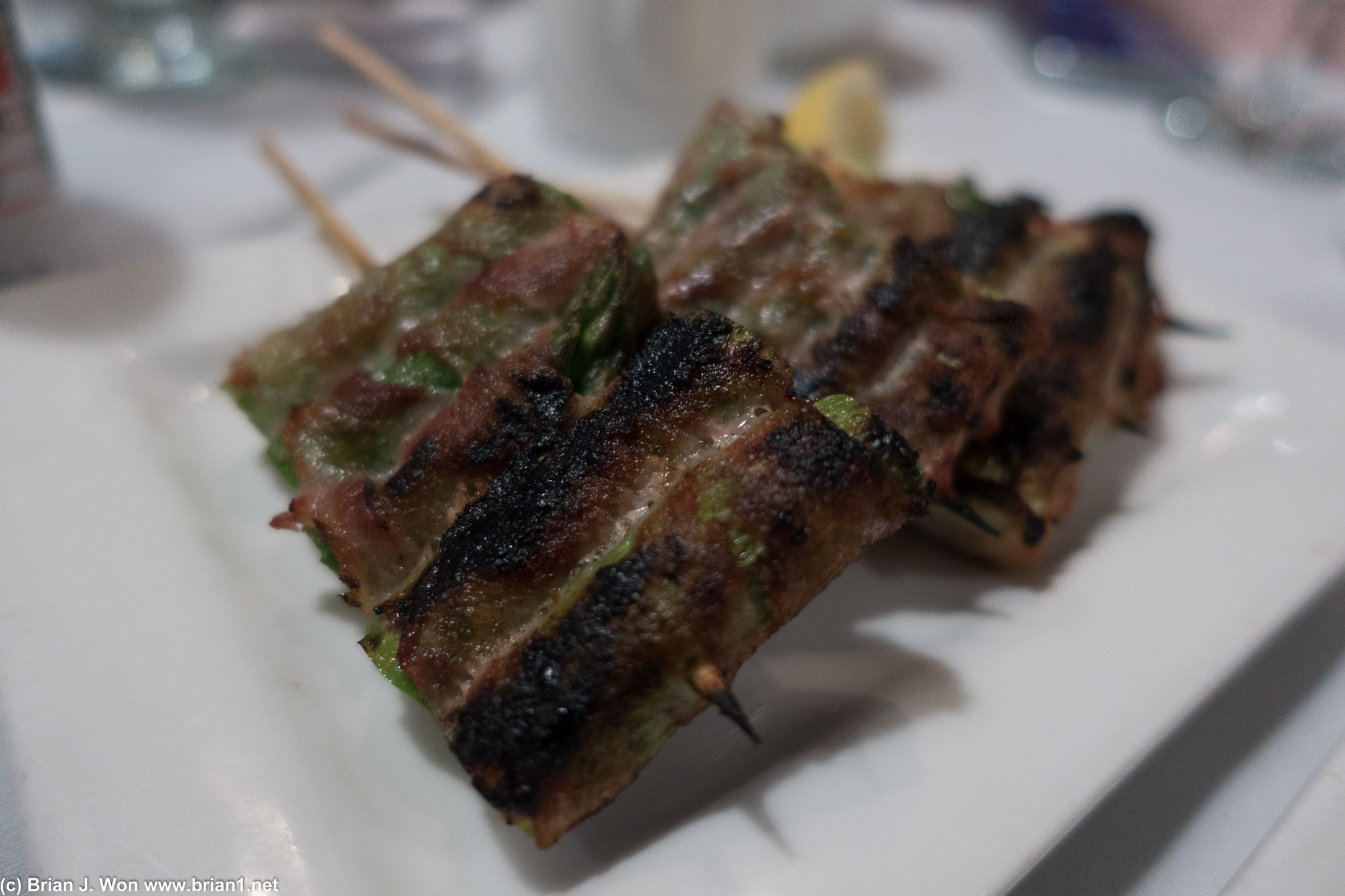 Bacon-wrapped asparagus.