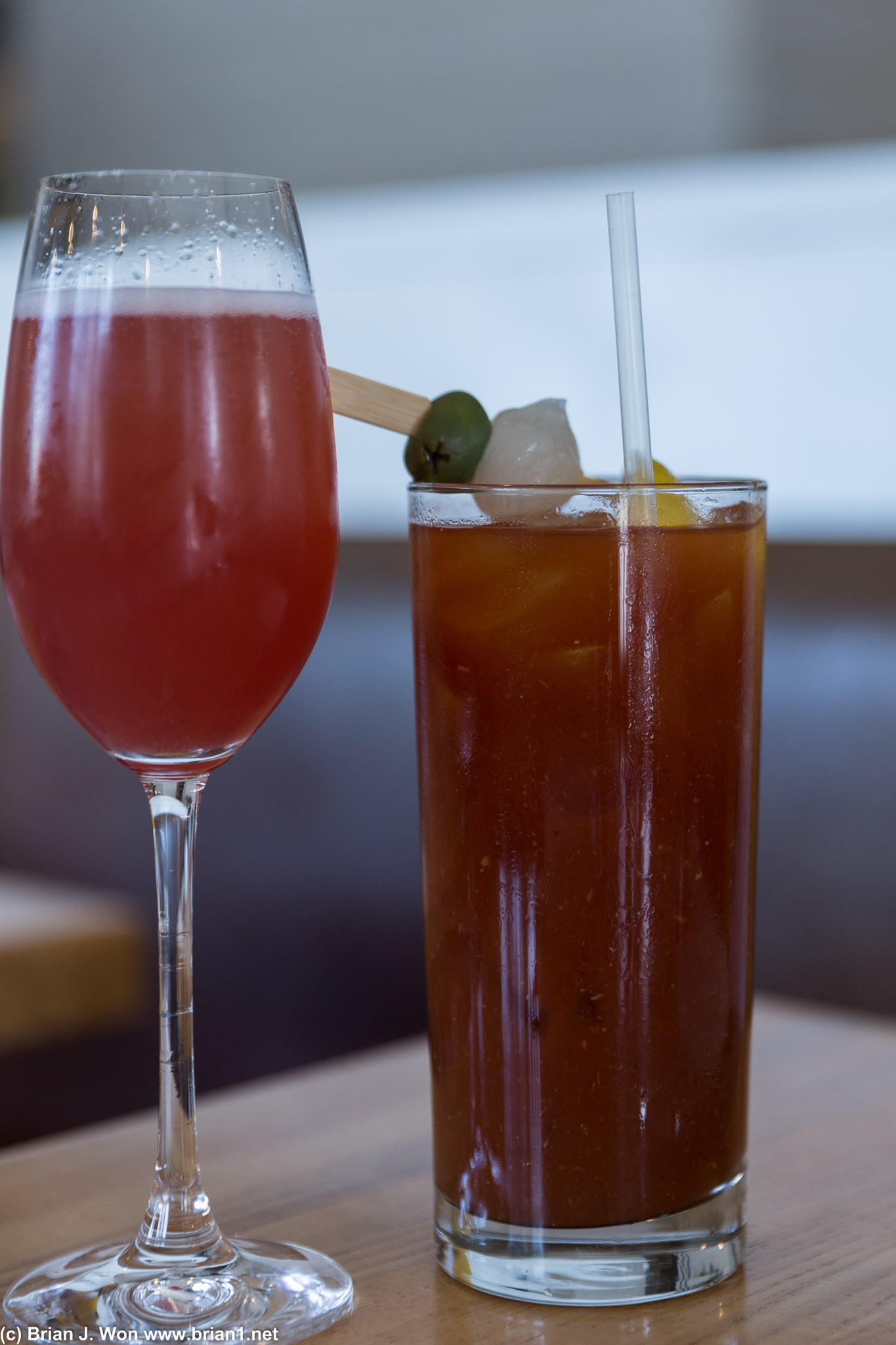 Blood orange mimosa and bloody mary. The latter was Tiff's favorite.
