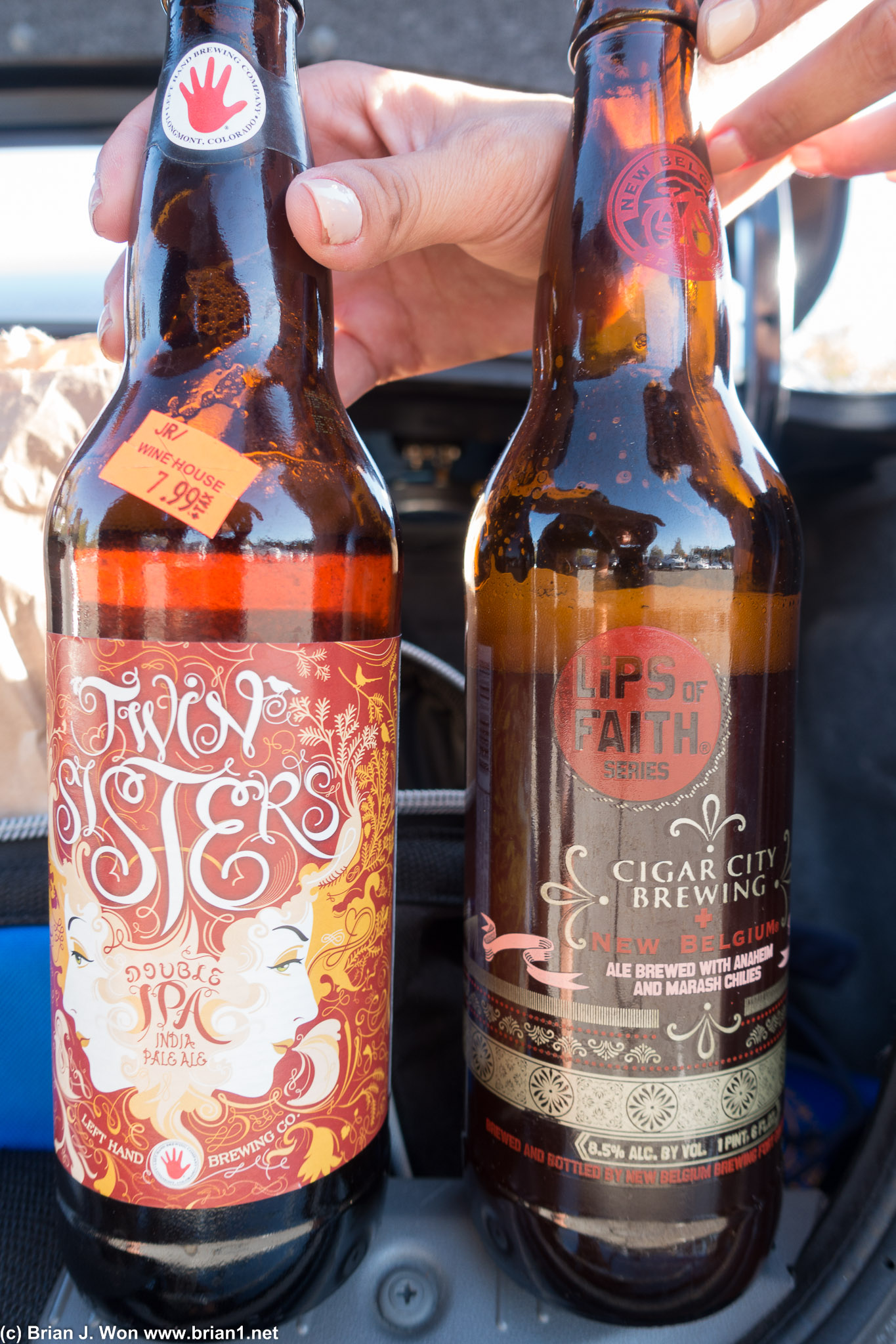 Twin Sisters double IPA and Lips of Faith.