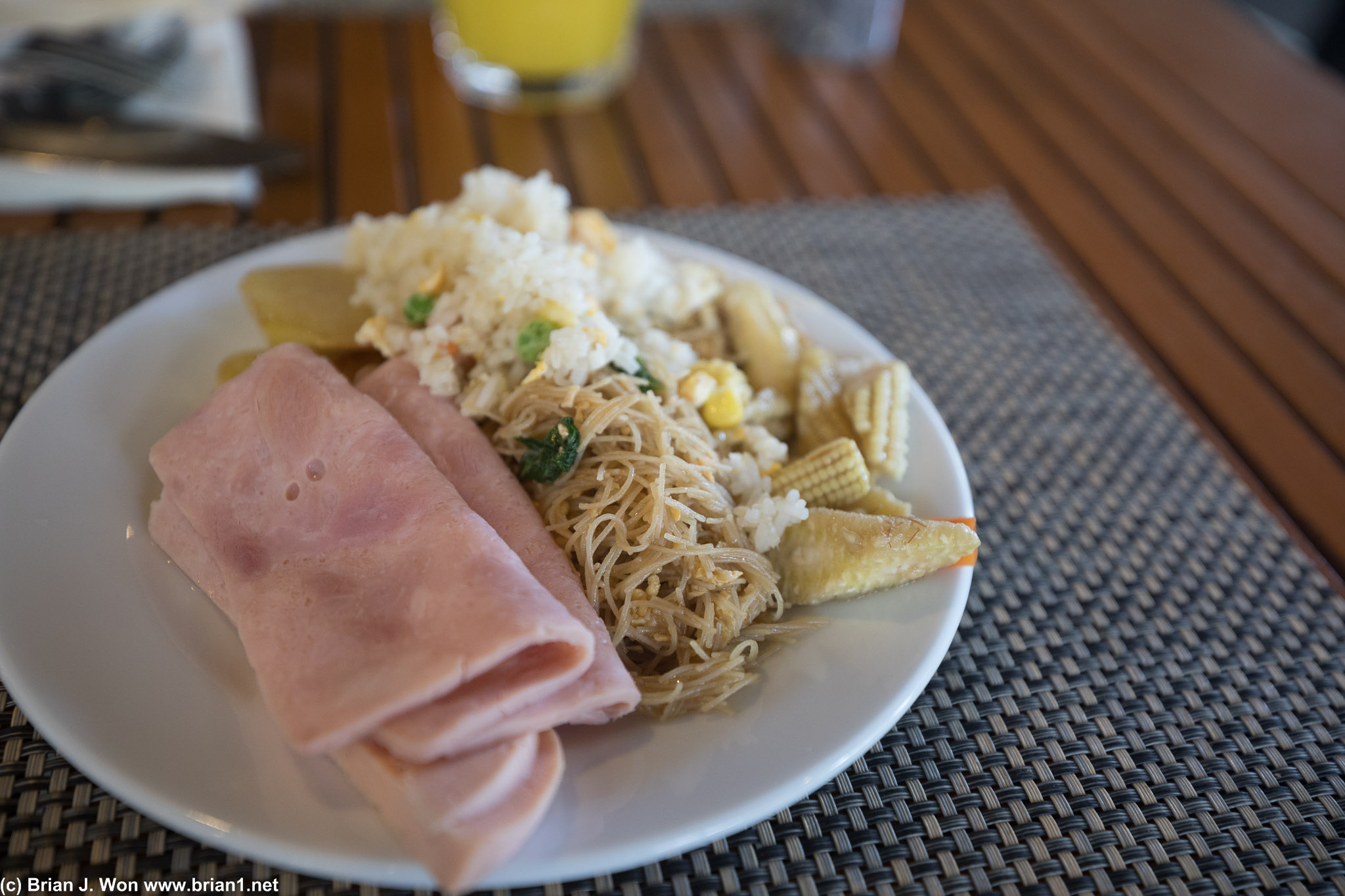 Tourist trap hotel food is not very good.